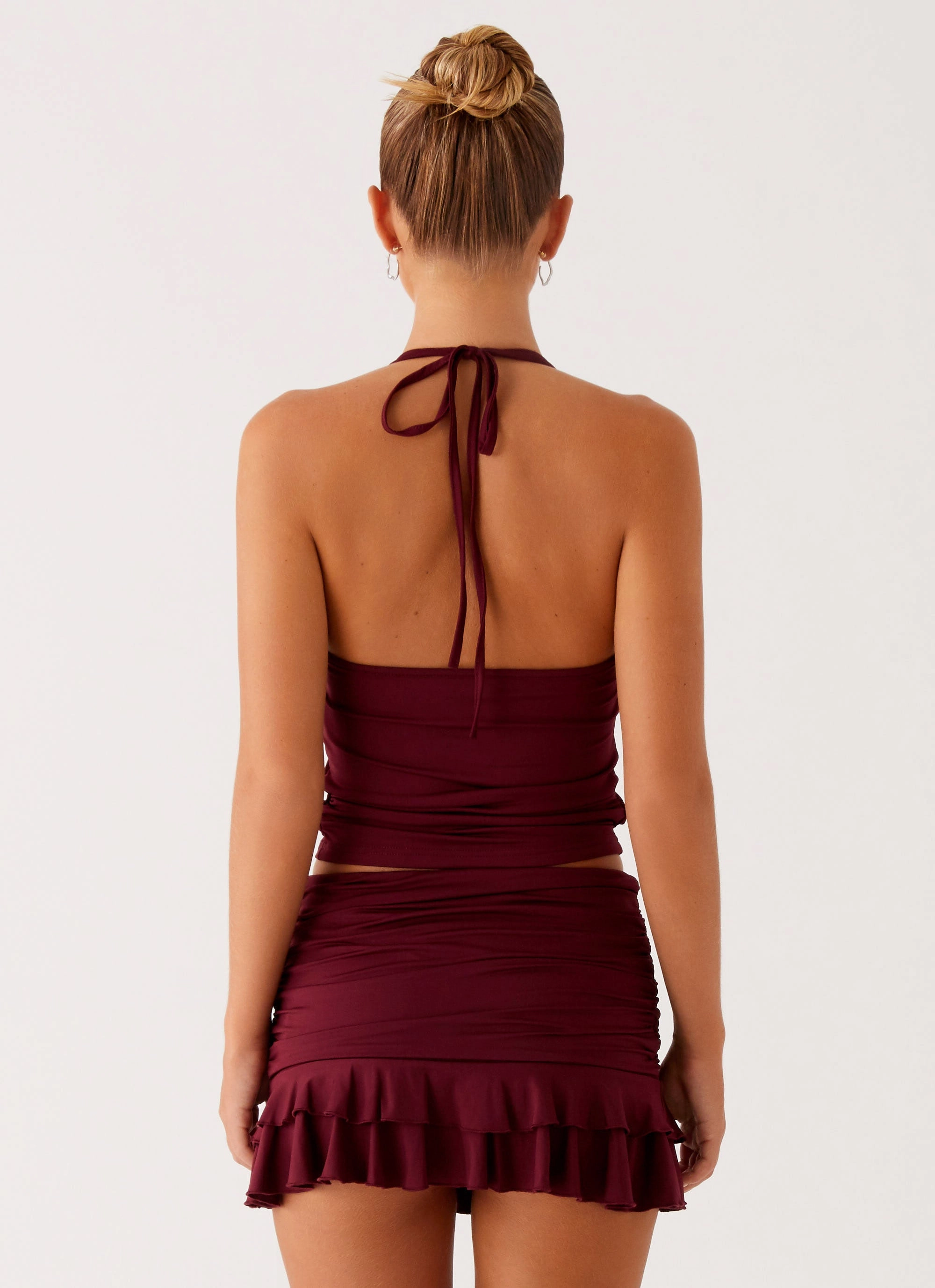 Bernie Halter Top - Raspberry Wine Minimalist Collar Non Restrictive Mobility