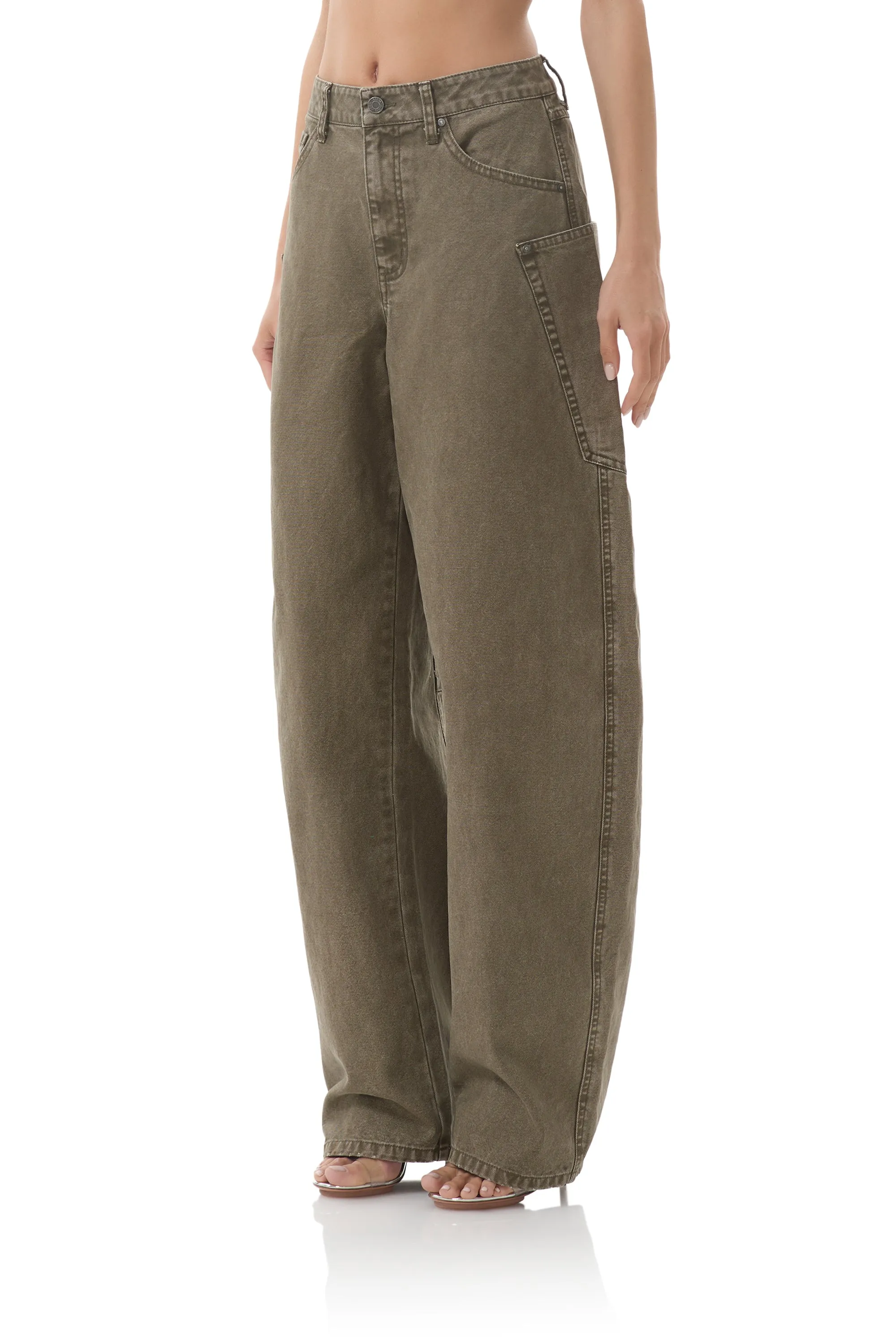 Adjustable loop Bexley Barrel Pant - Olive Night