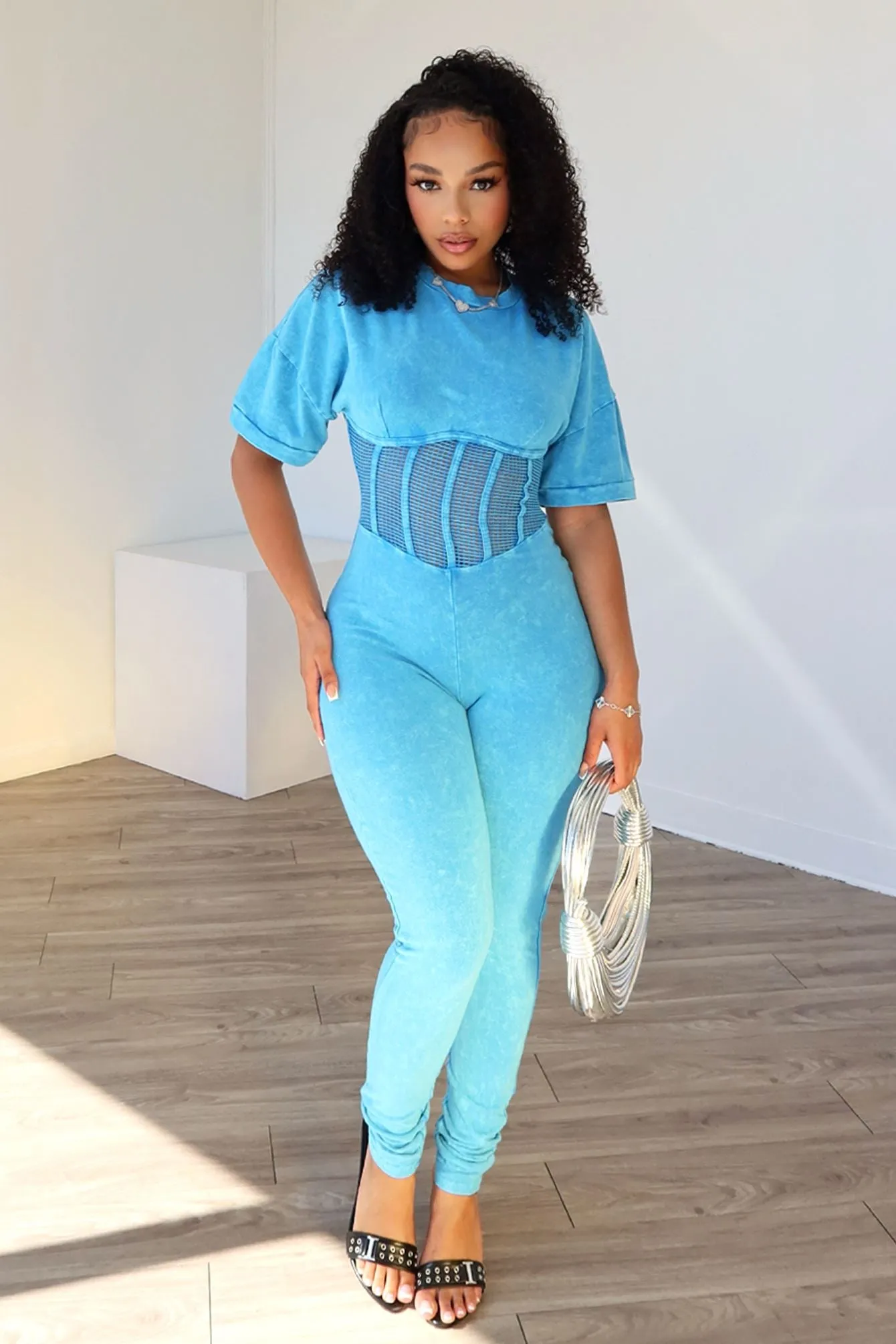 BFFR Mineral Washed Corset Jumpsuit Statement Piece