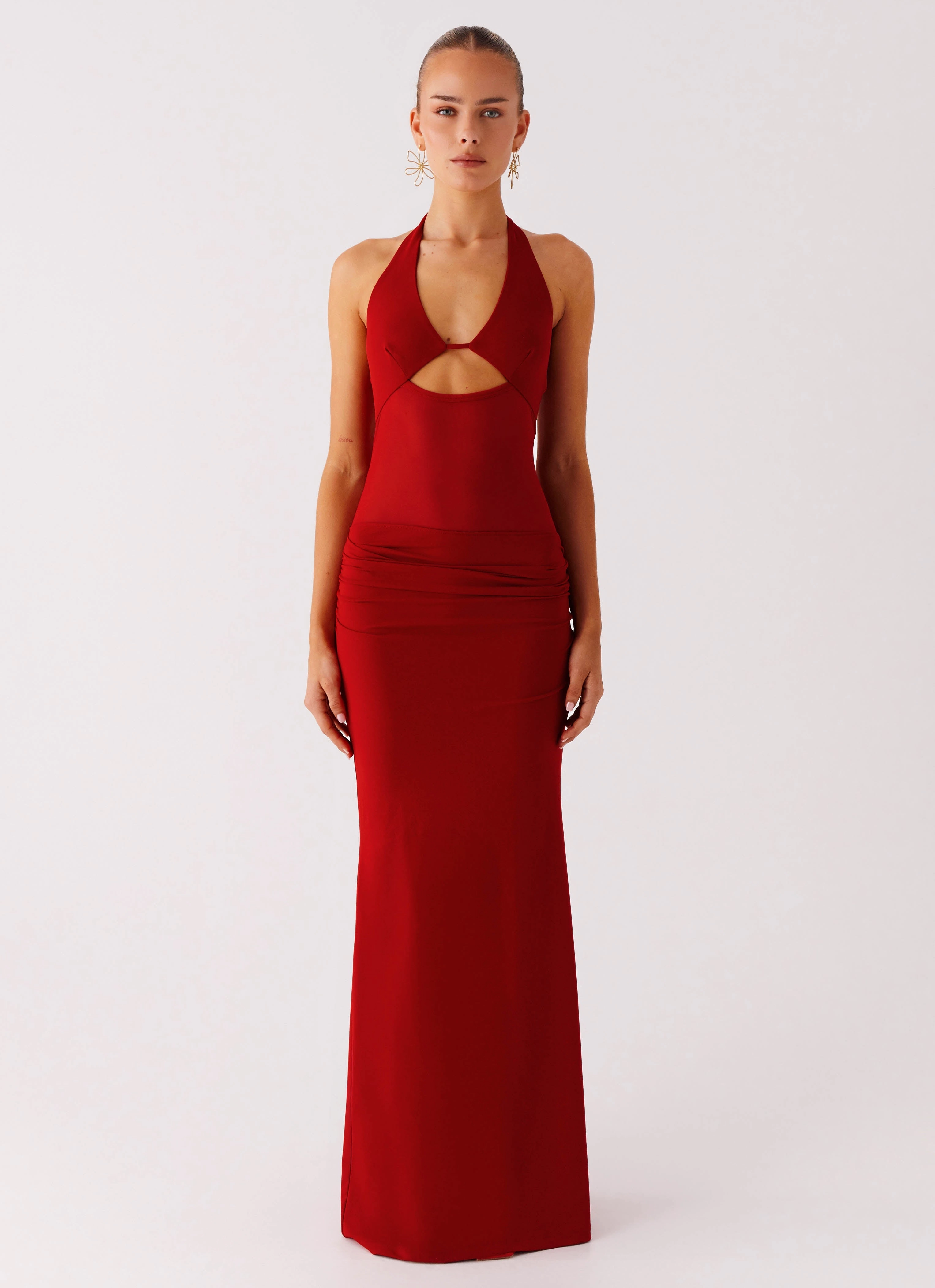 Natural Light Billen Halter Maxi Dress - Red