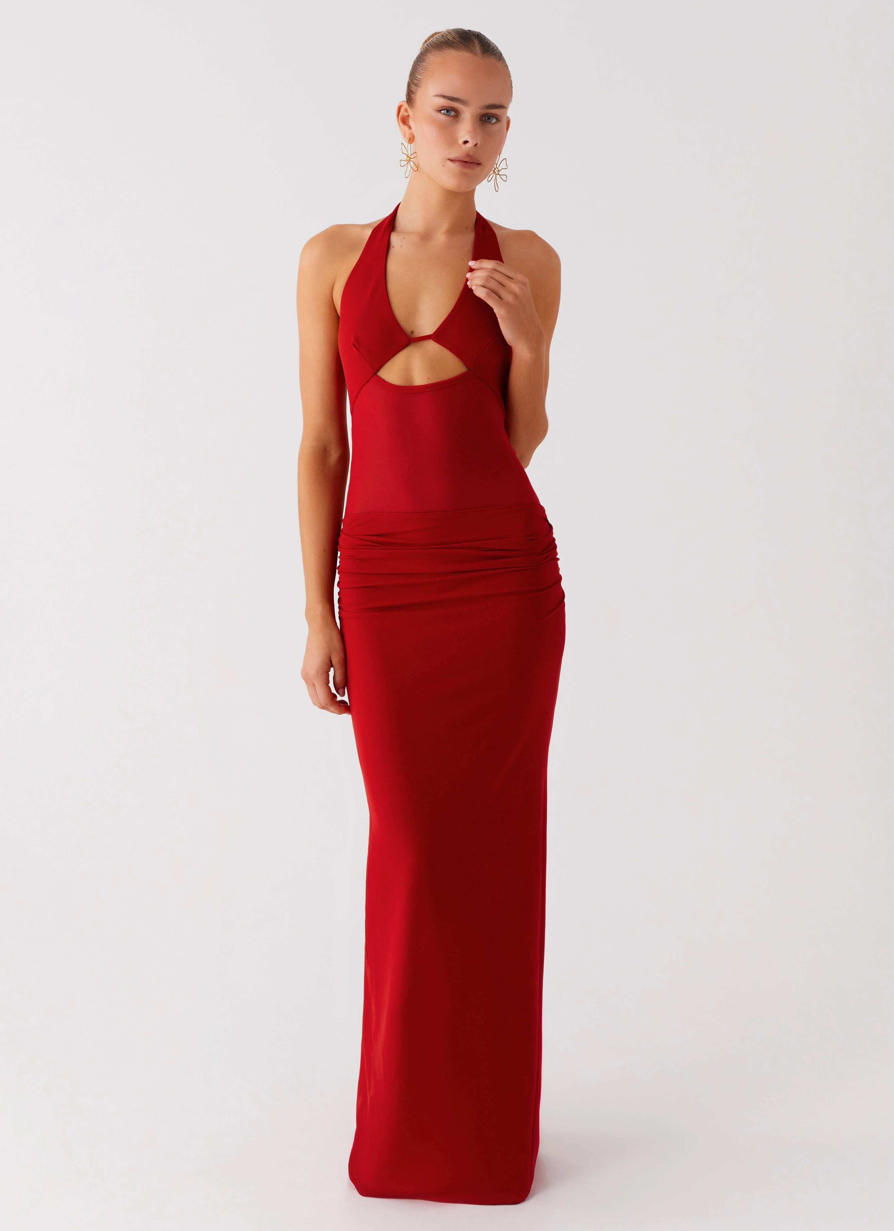 Billen Halter Maxi Dress - Red Fit Mood Easy Tones