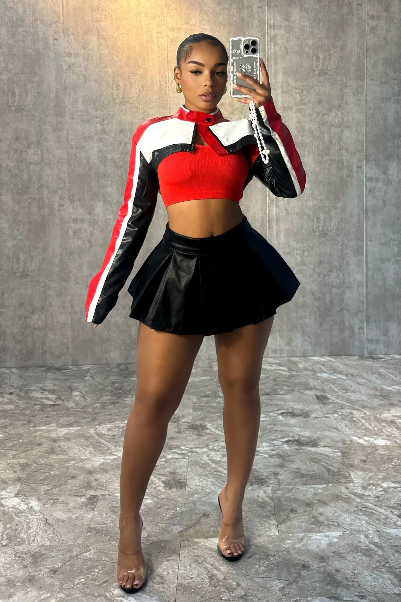 high-end Bittersweet Faux Leather High Crop Jacket