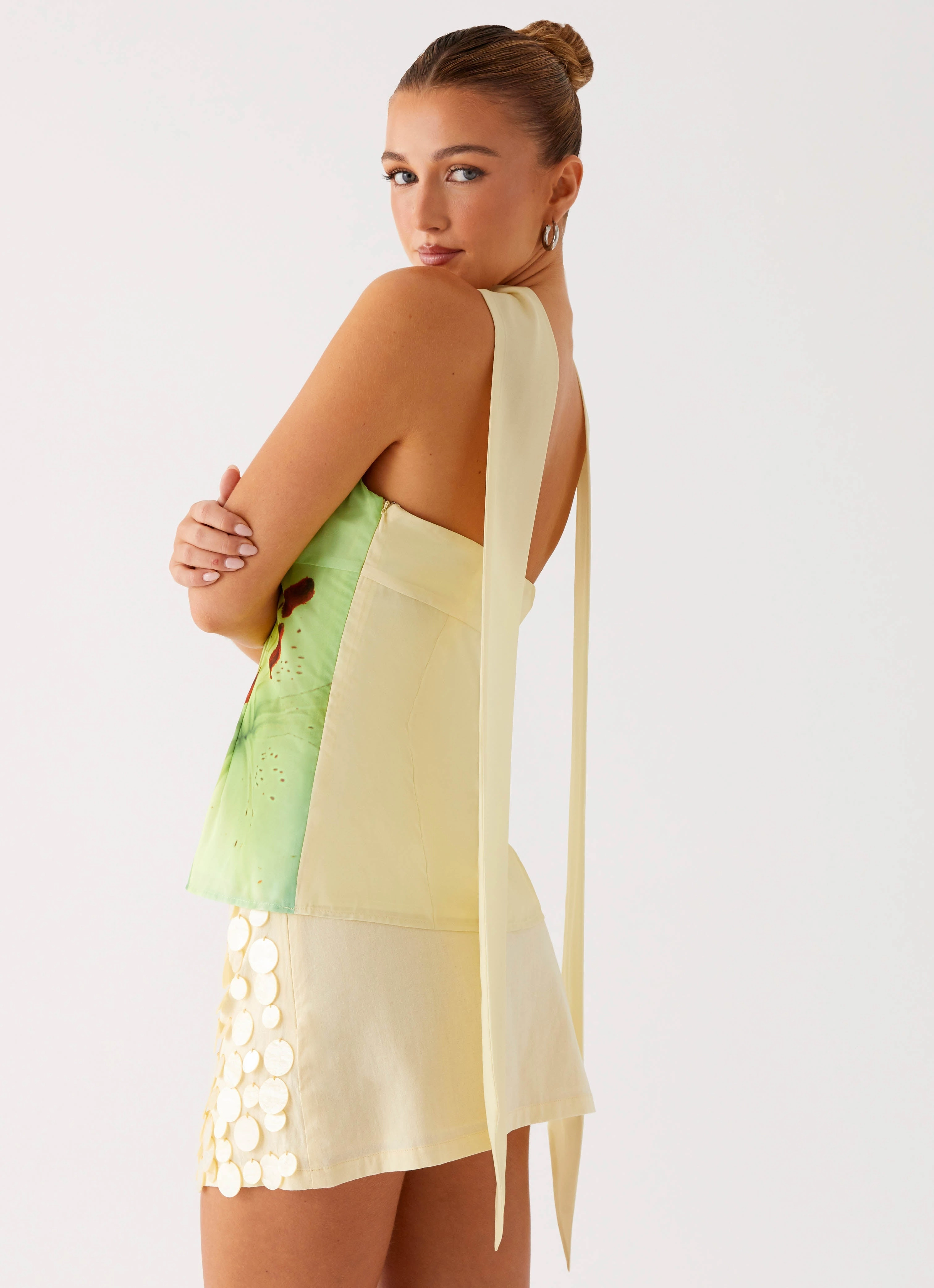 Blaise Scarf Top - Yellow Floral MoistureManagementSystem Fashionable Look