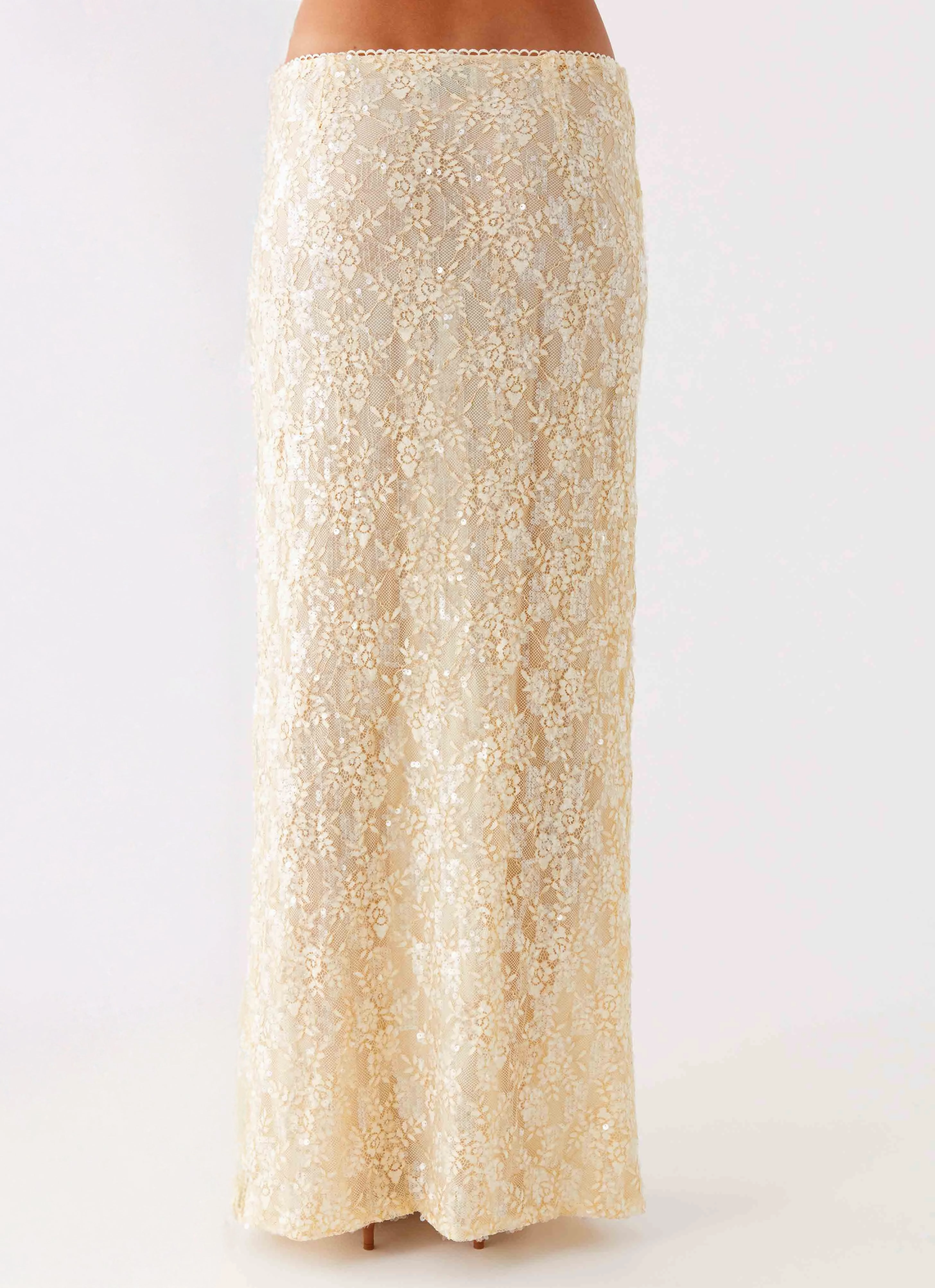 Polished Style Bold Edge Bling It On Maxi Skirt - Ivory