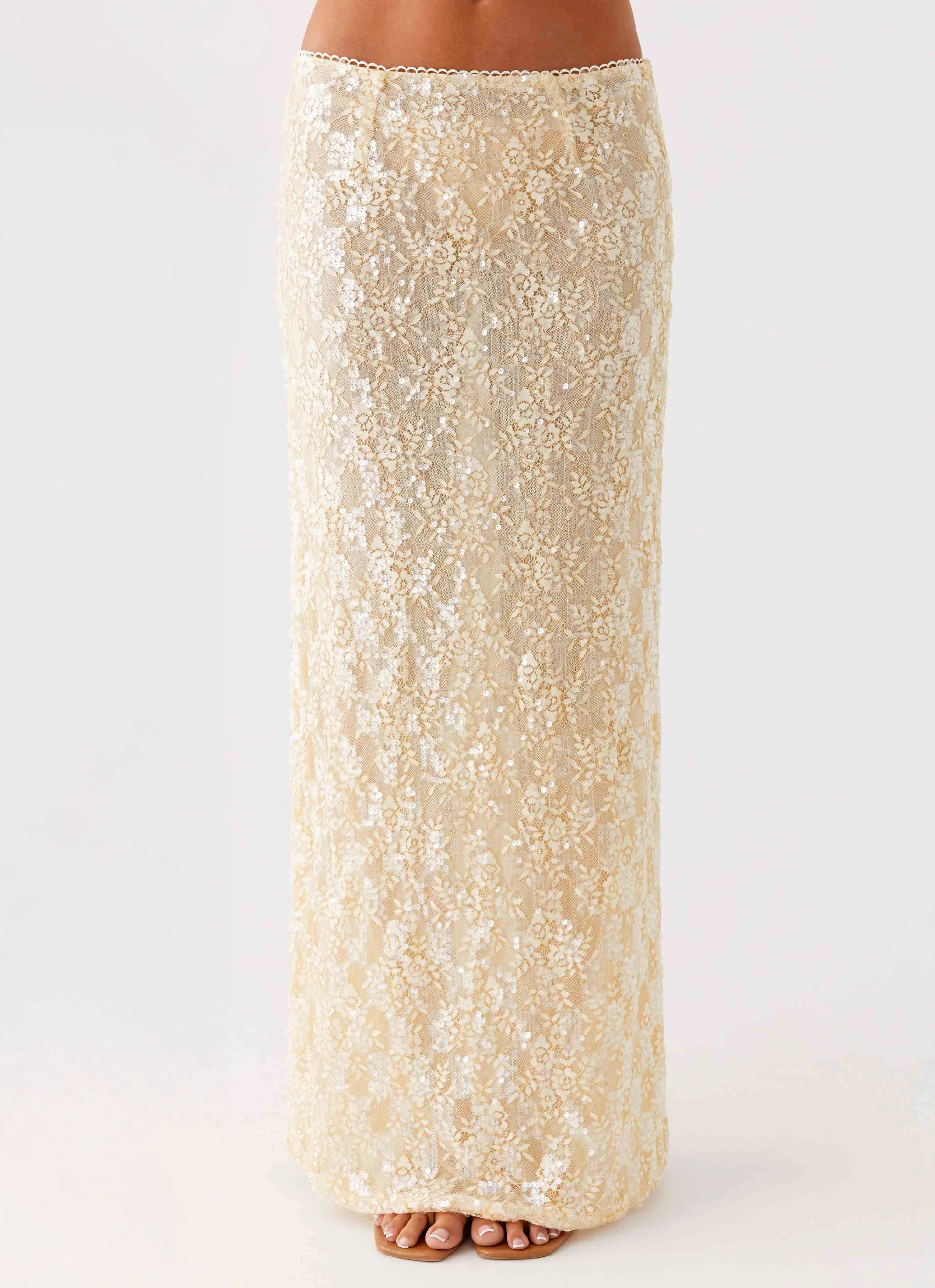 Bling It On Maxi Skirt - Ivory Low Rise