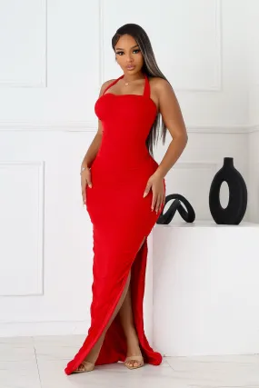 Classic Fit Bloomie Mesh Ruched Corset Halter Dress