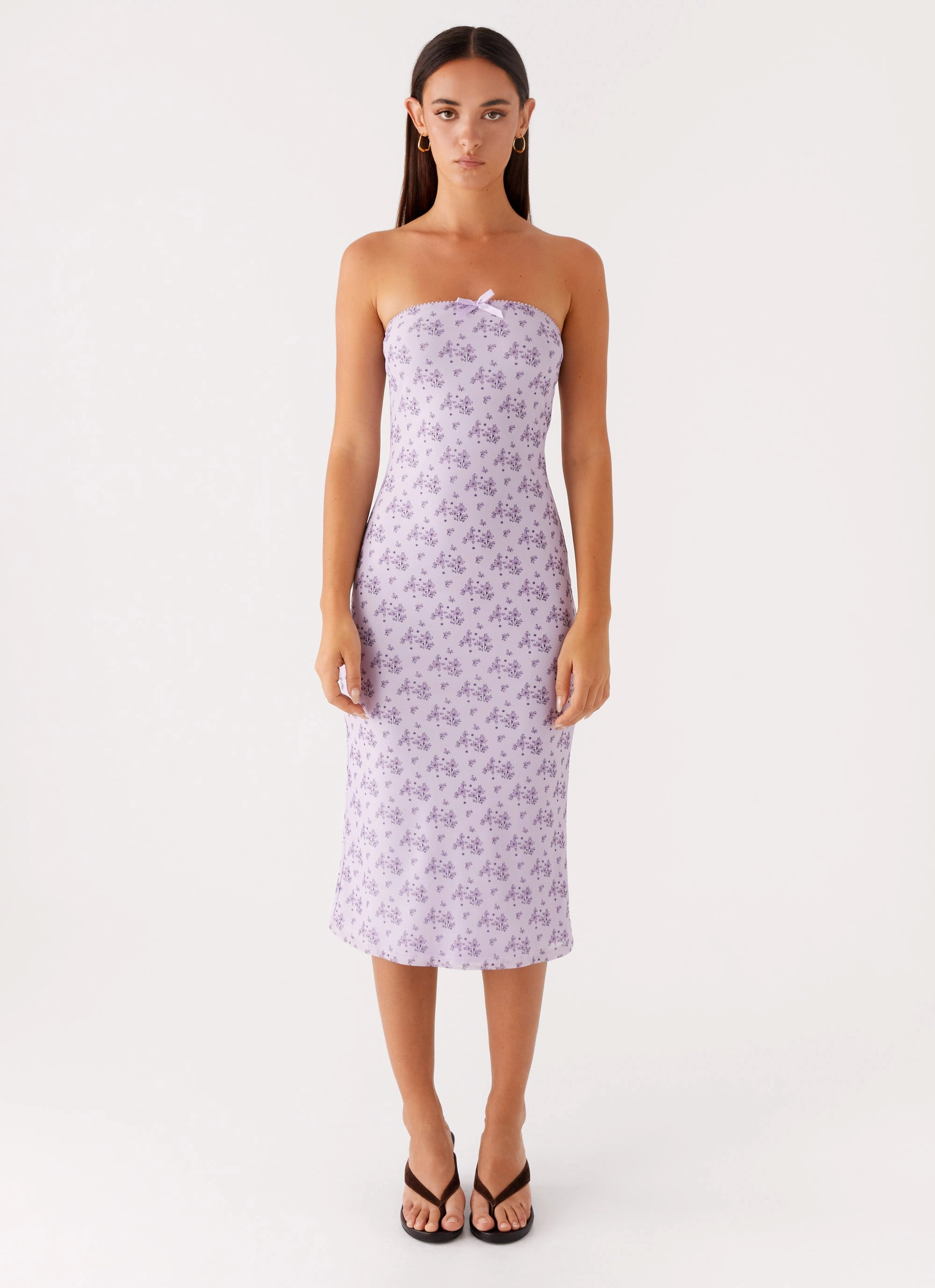 Keila Strapless Midi Dress - Lavender Meadow Confident Mood Boho Tone