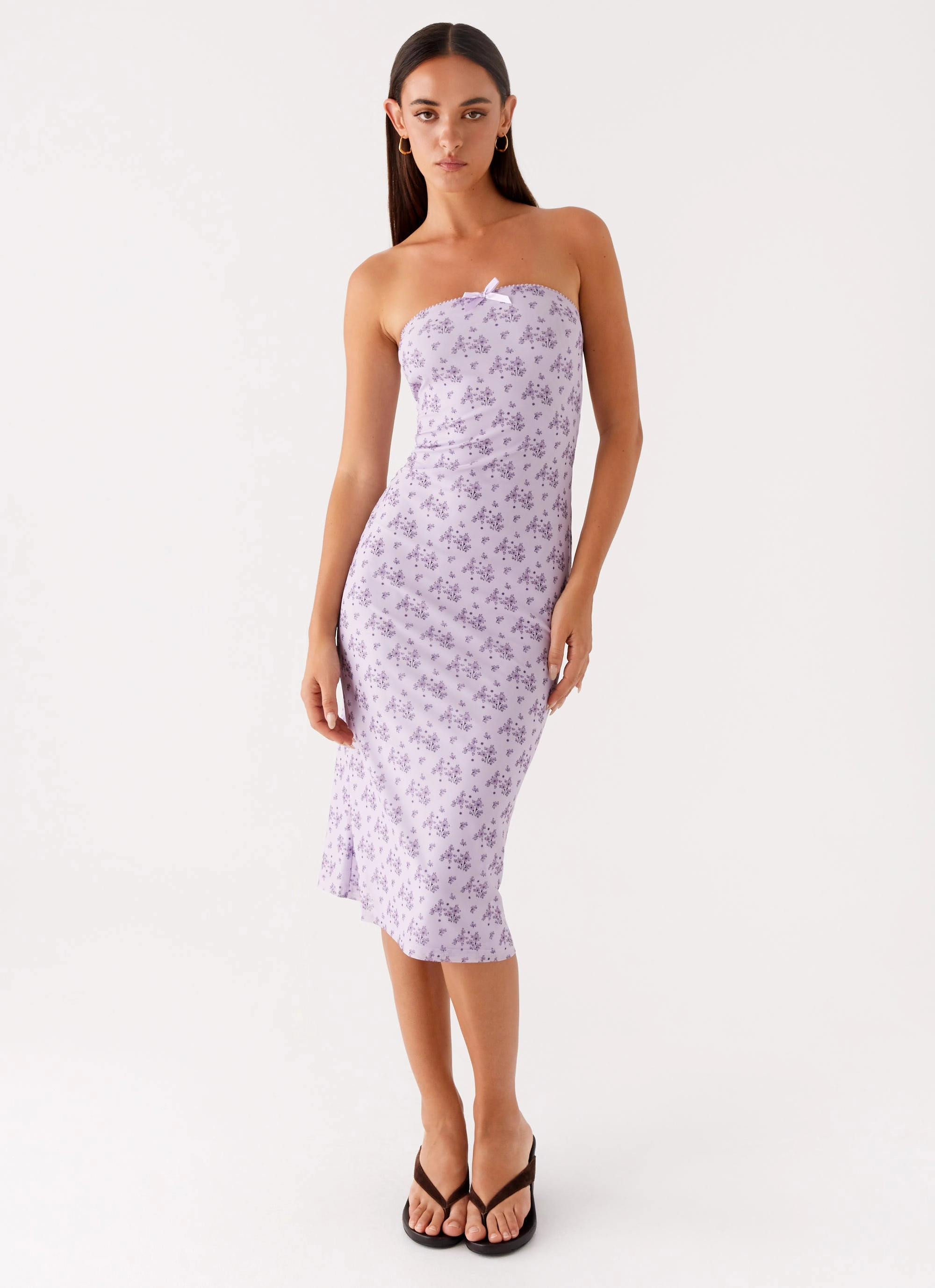 Modern Cut summer look Keila Strapless Midi Dress - Lavender Meadow