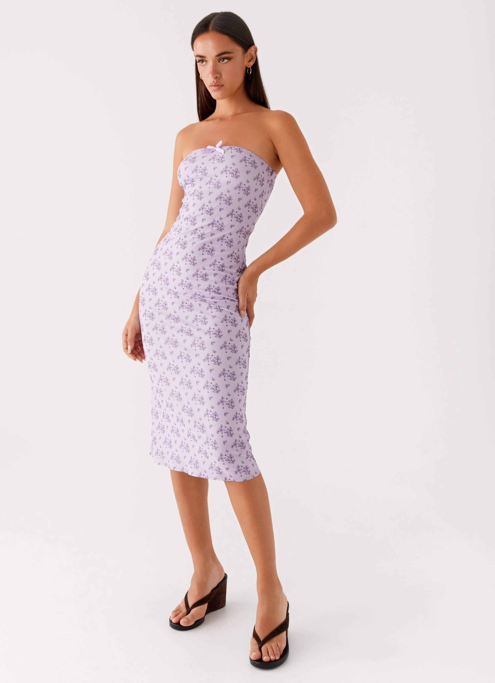 Night Out Keila Strapless Midi Dress - Lavender Meadow