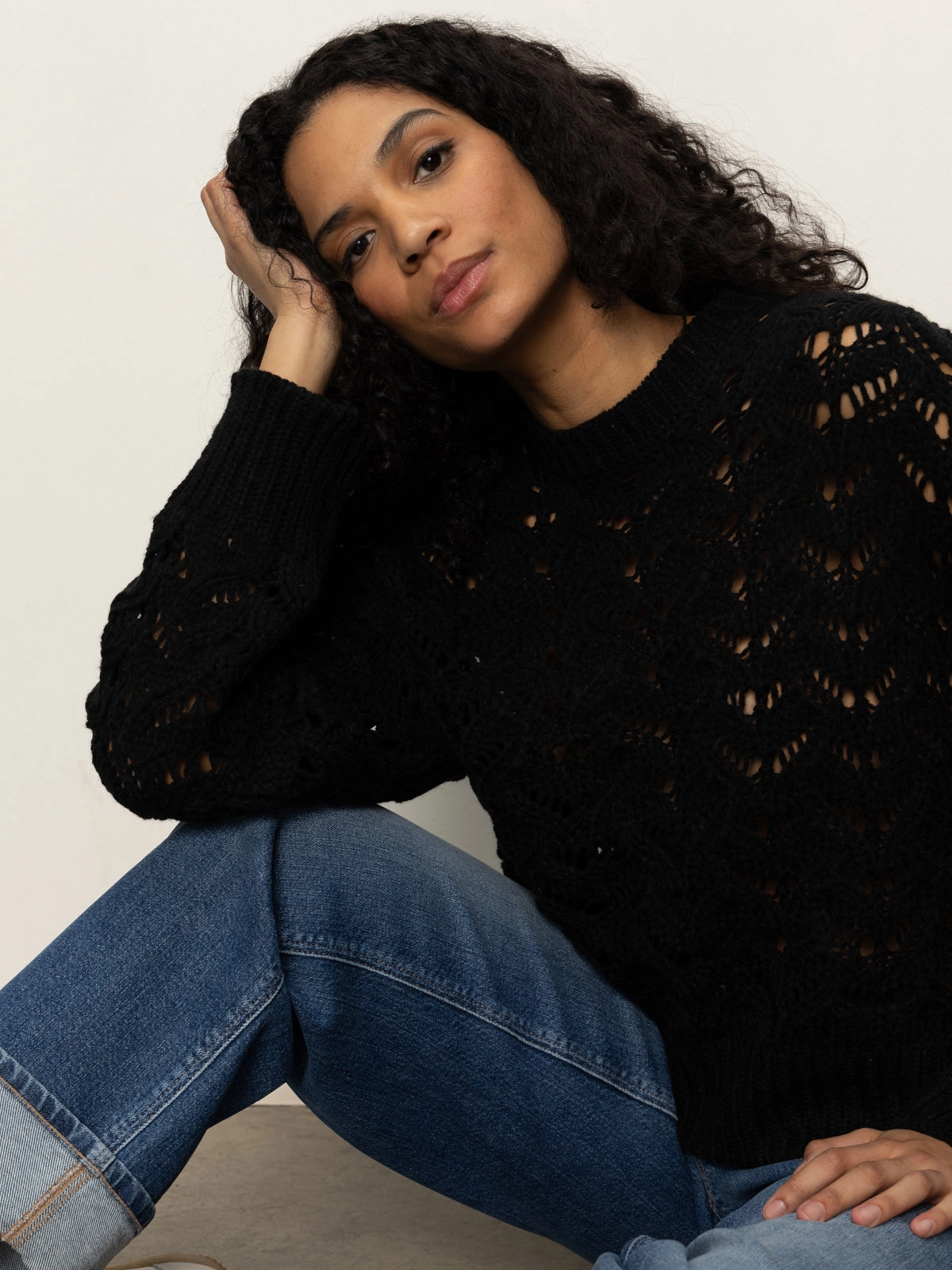 Hidden Zipper Closure Ribbed Trim Boheme Popover Black