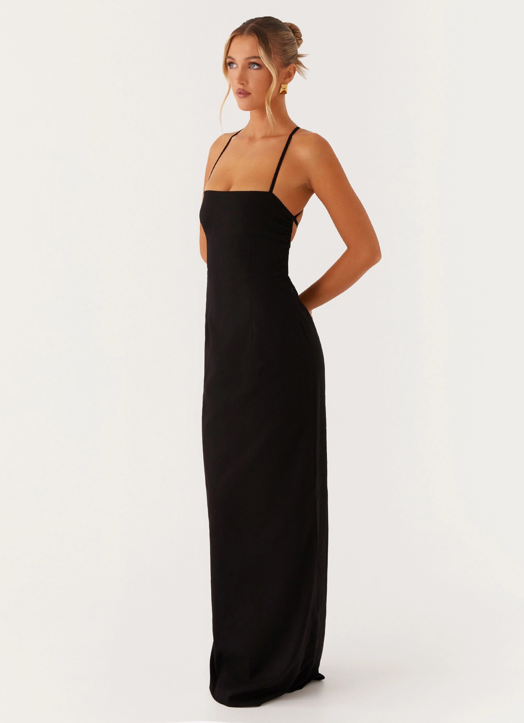 Cora Backless Maxi Dress - Black Quick Elegance Cool Drape