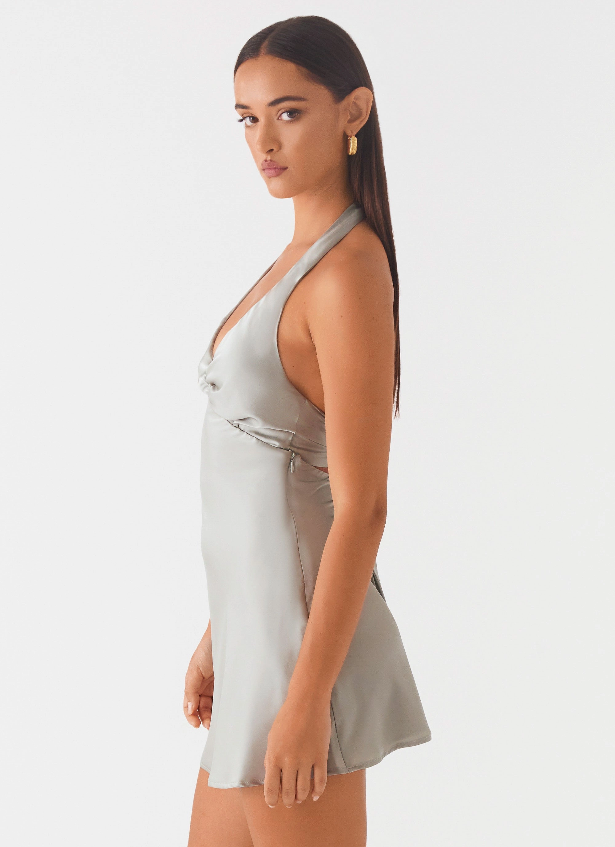 Heavy Hearted Mini Dress - Sage Double Layered Design Smart Edge