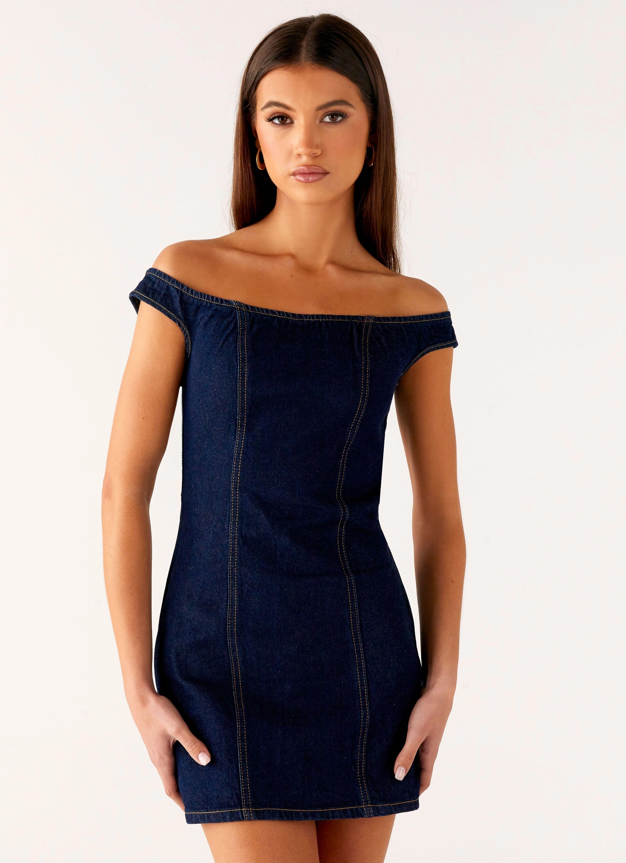 Bonnie Denim Mini Dress - Indigo Gentle Flow Non see through