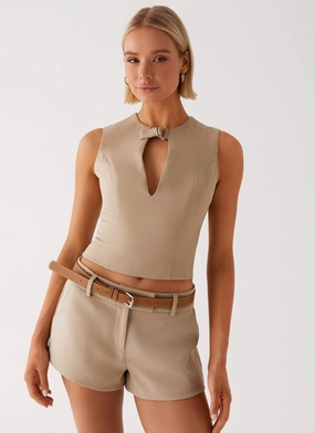 Bonny Mini Shorts - Brown OdorResistantFinish