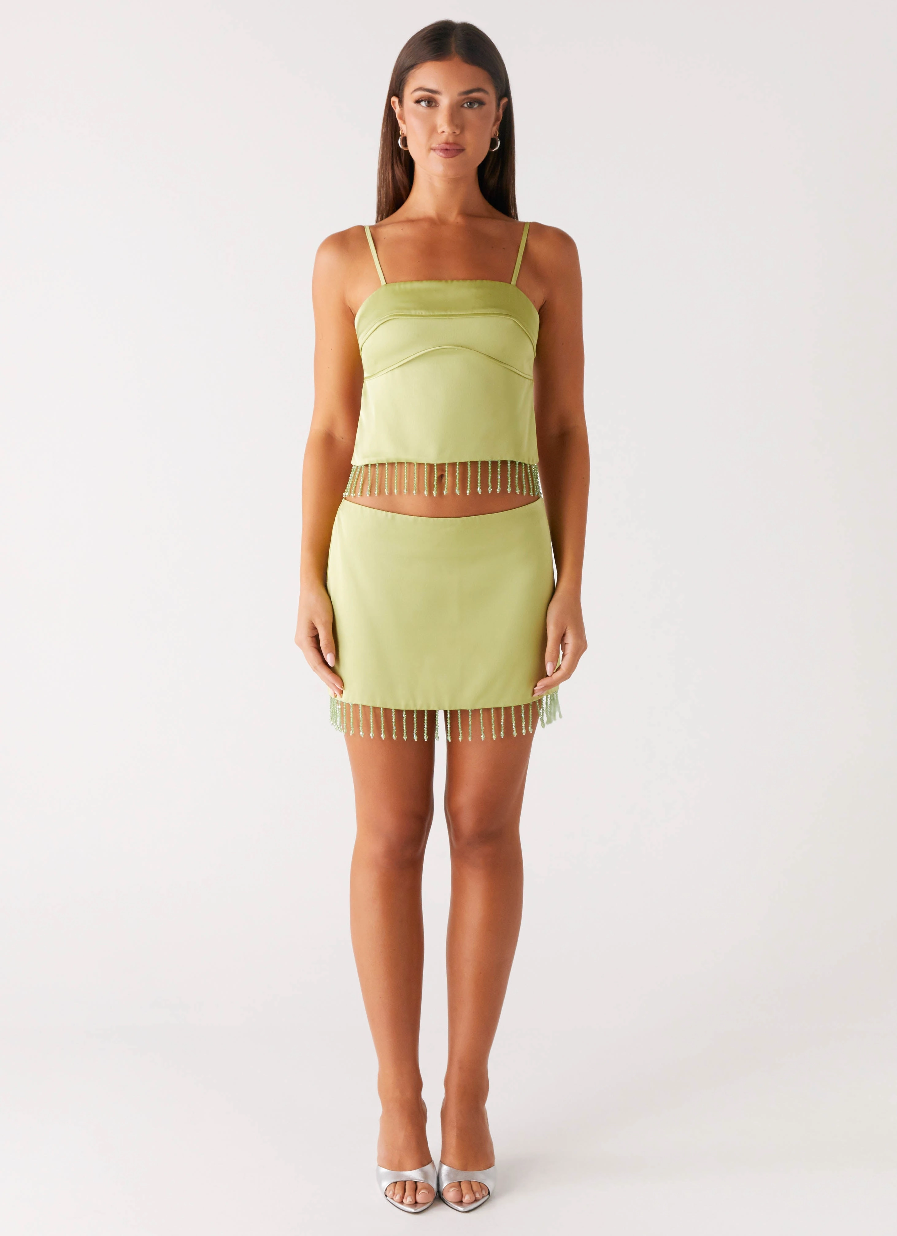 Bora Bora Beaded Mini Skirt - Lime Daily Wear Laidback Style