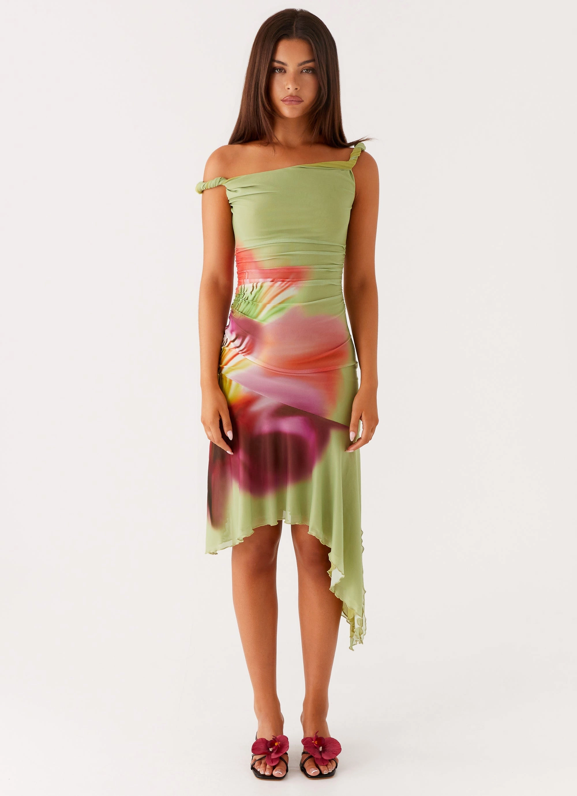 Power Soft Huntah Midi Dress - Green Tropical
