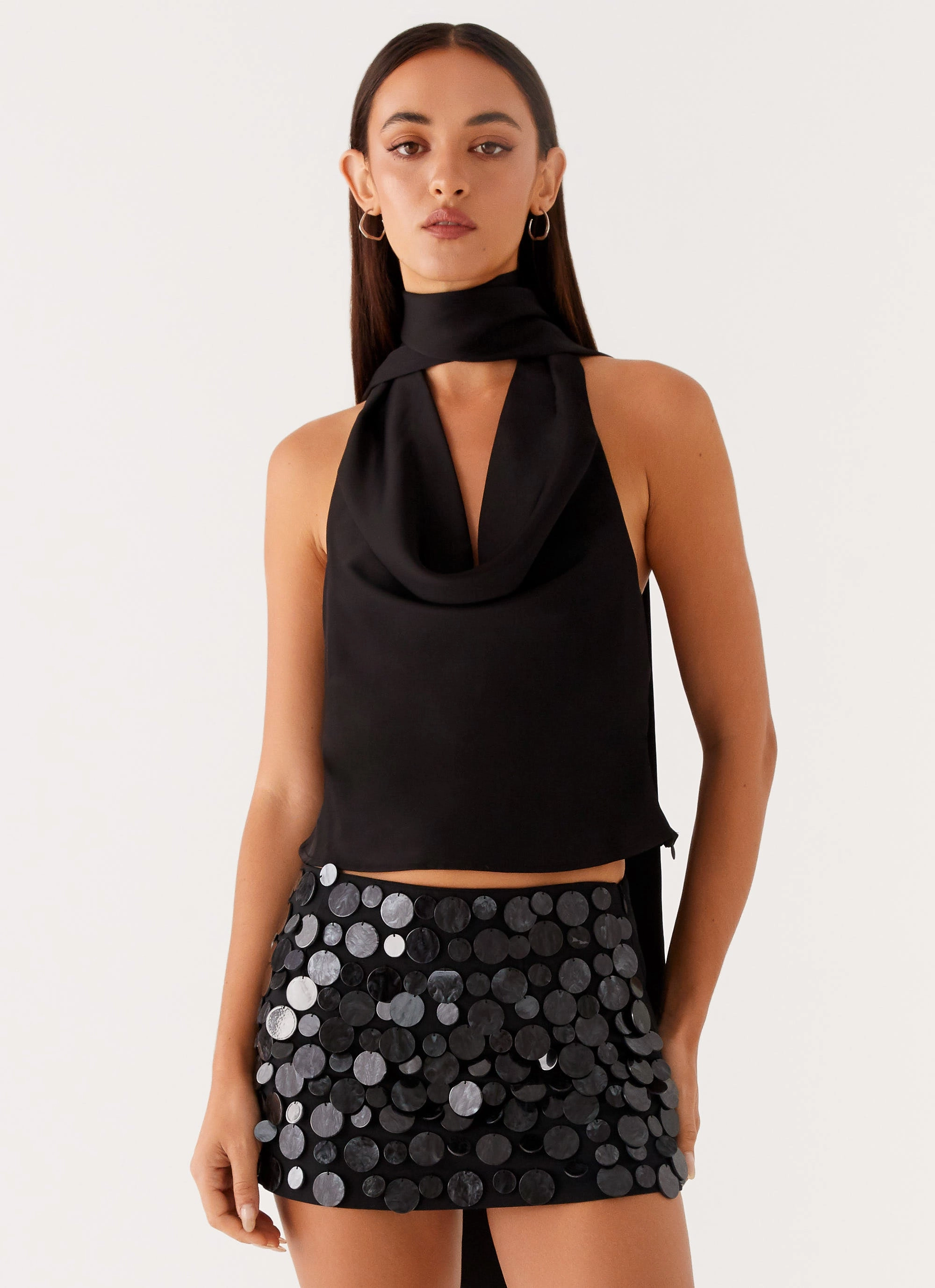 Movie Star Mini Skirt - Black Polished Style Light Outfit