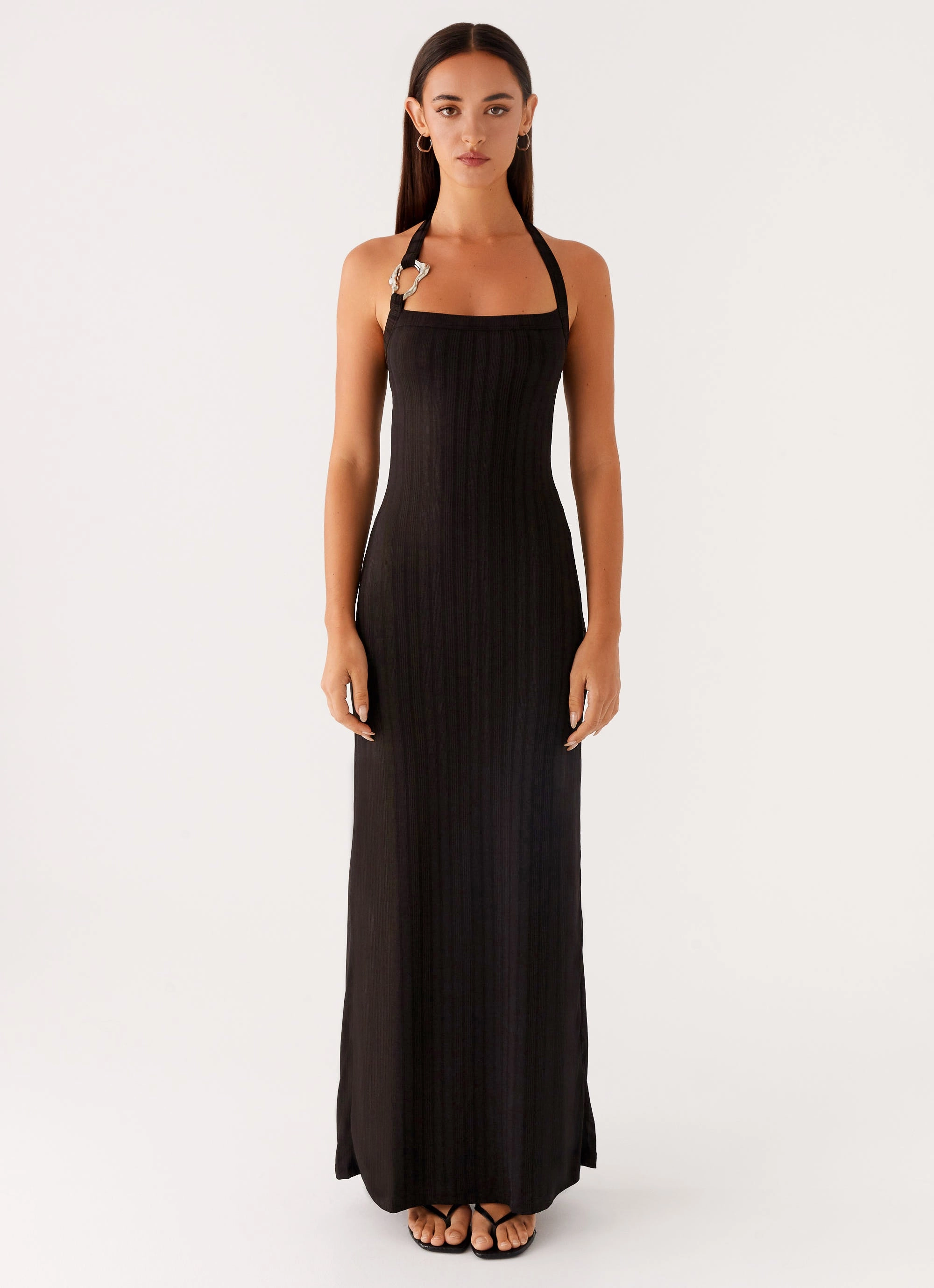 Selene Maxi Dress - Black elegant design Winter Layering