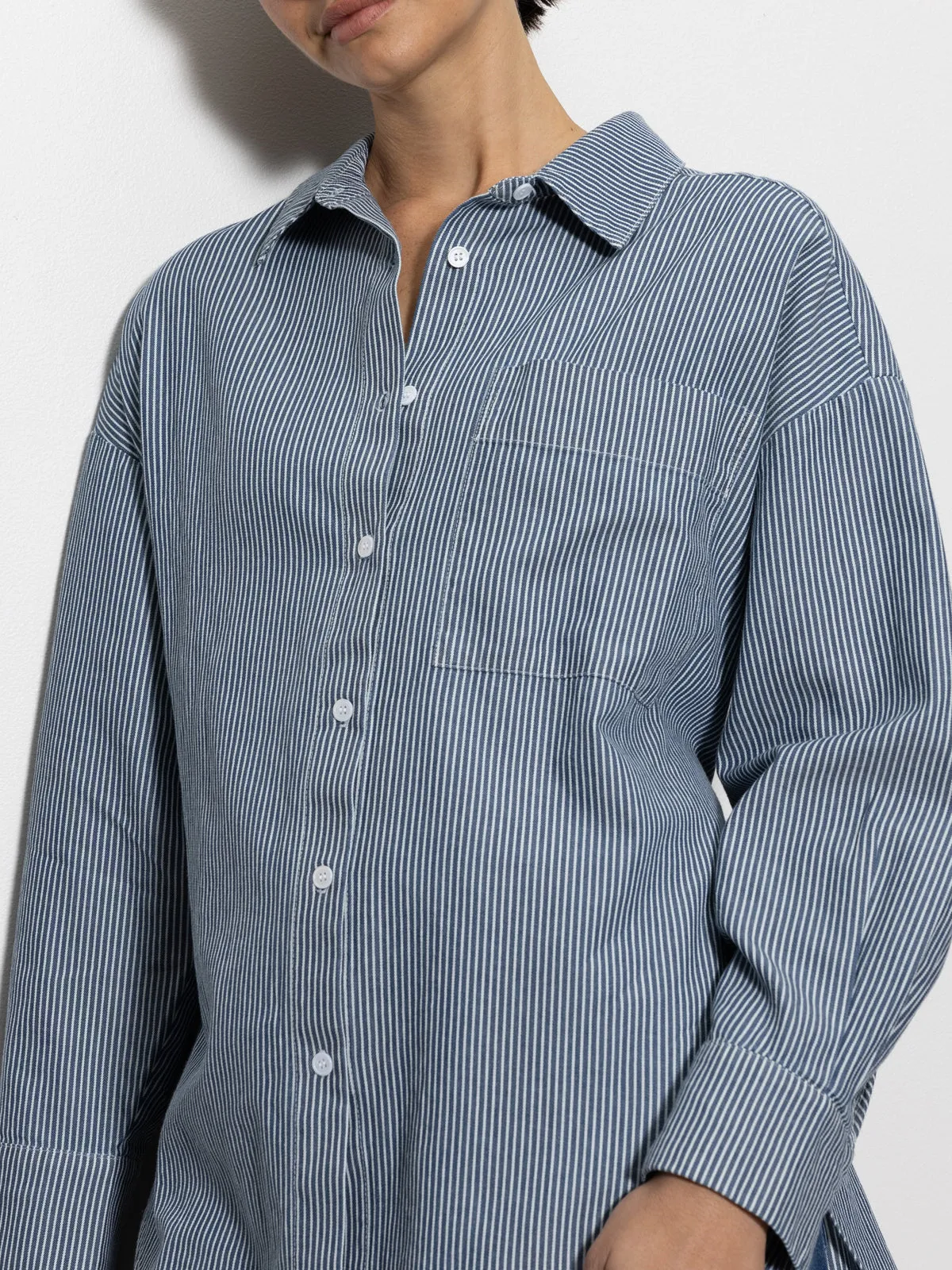 Boyfriend Tie Back Shirt Marina Stripe QuickRelease Closures