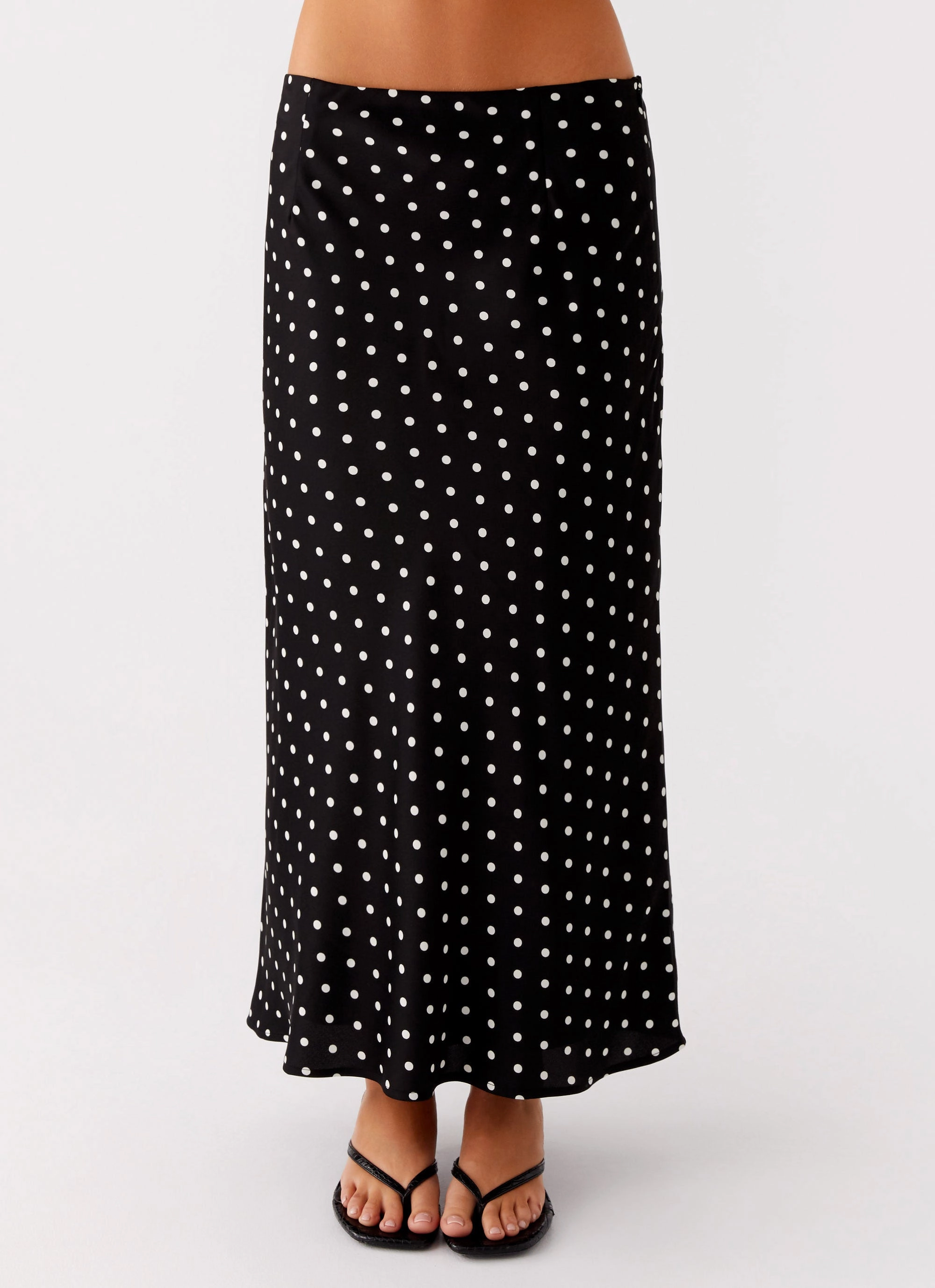 Must Have Feature Breanne Midi Skirt - Black Polka Dot