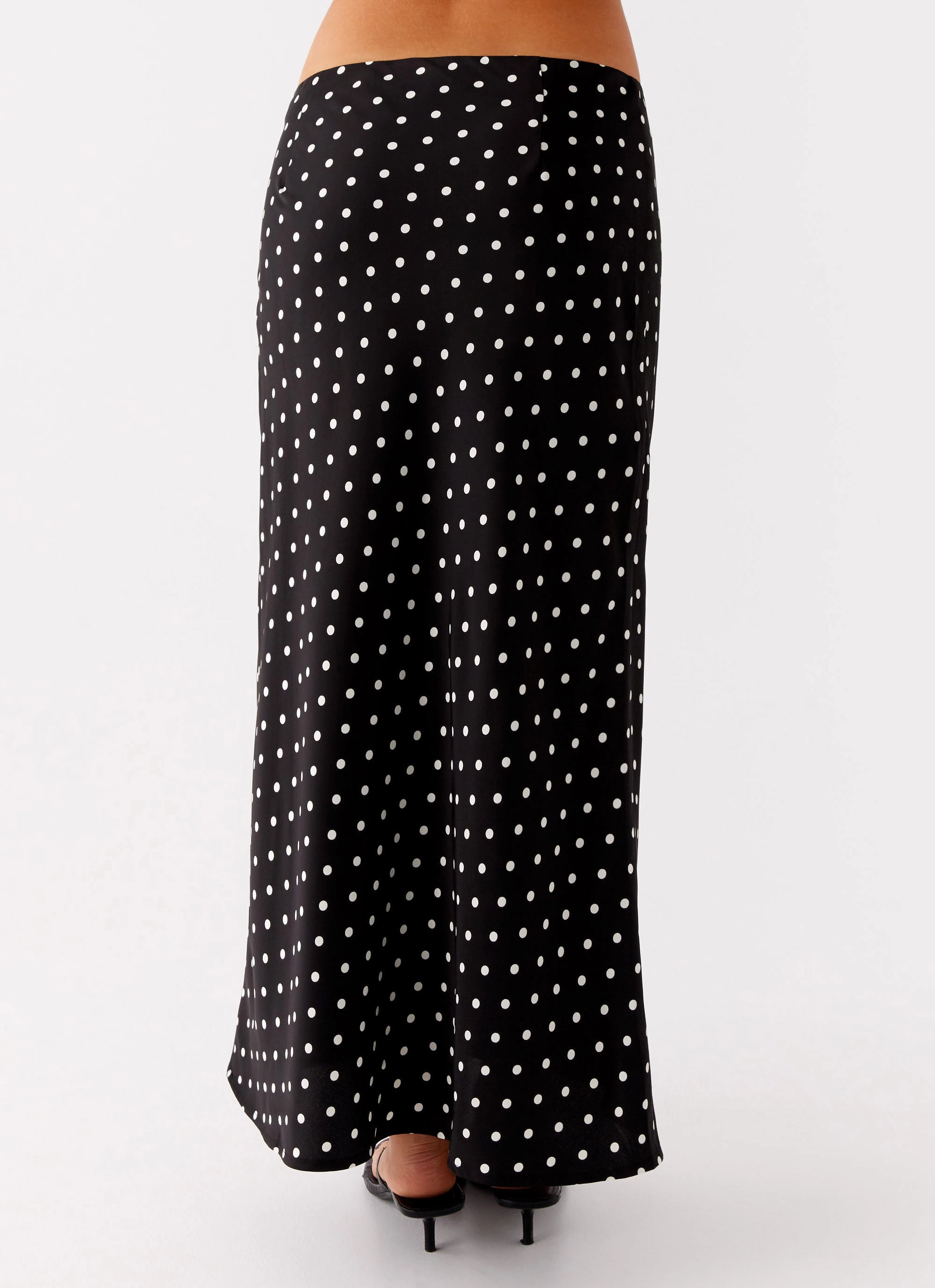 Smooth Finish Breanne Midi Skirt - Black Polka Dot