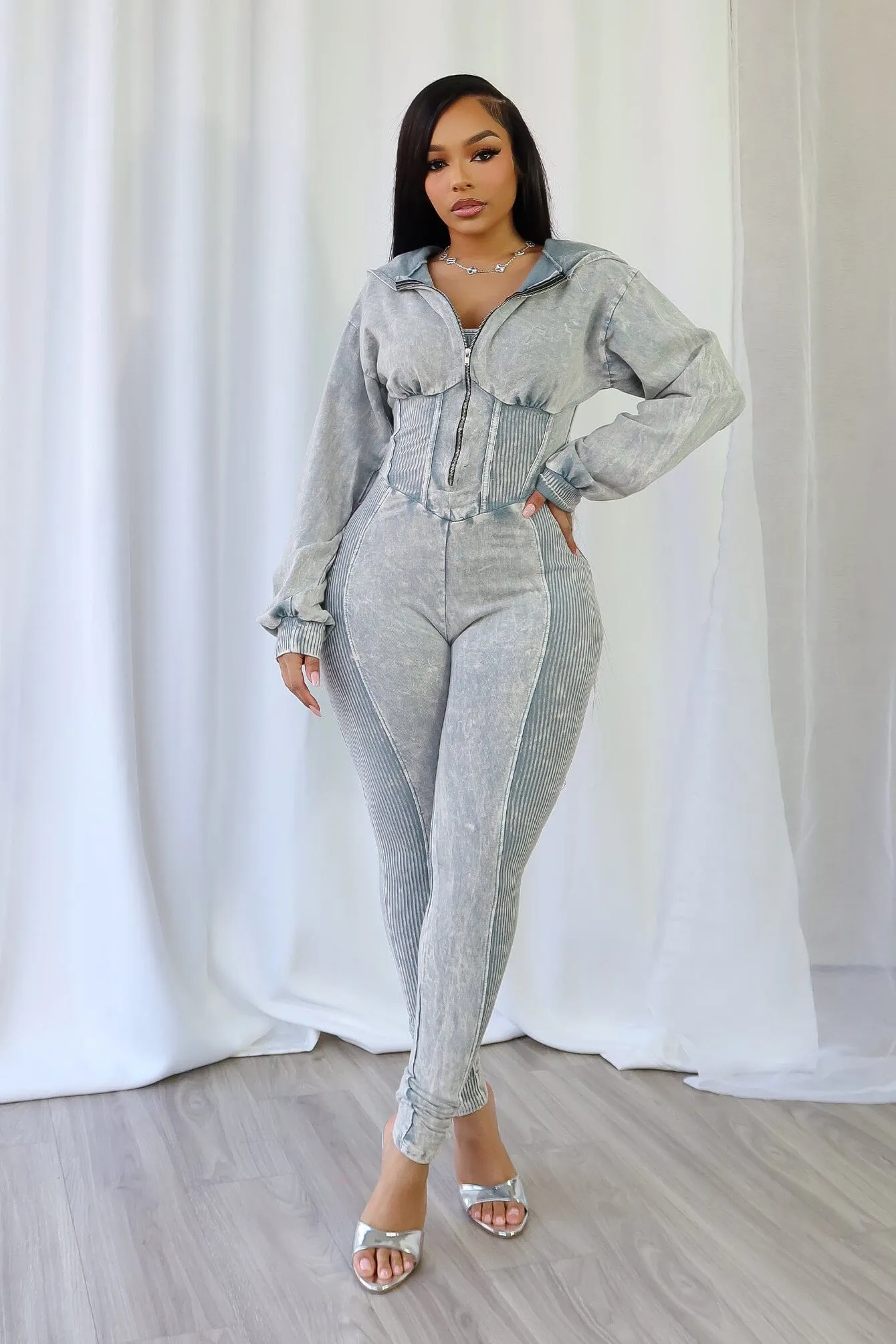 Heat Friendly MoistureWickingLining Margaret Mineral Washed Zipper Jumpsuit