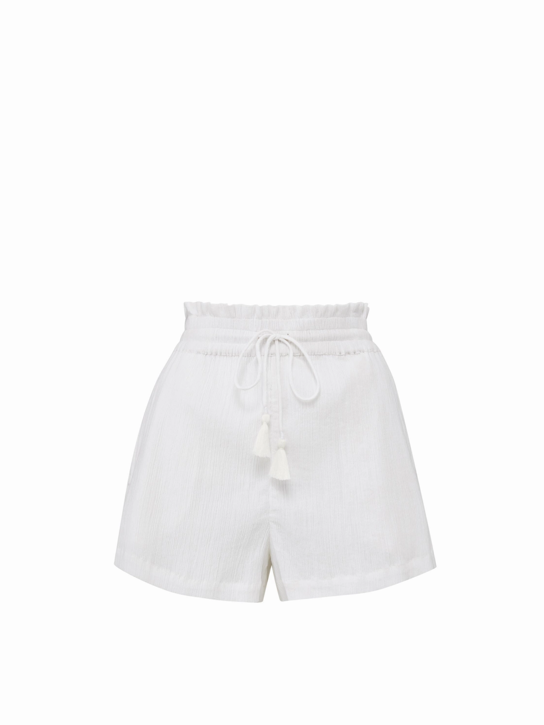 Vicki Shorts In Fresh White Layered Panel Design