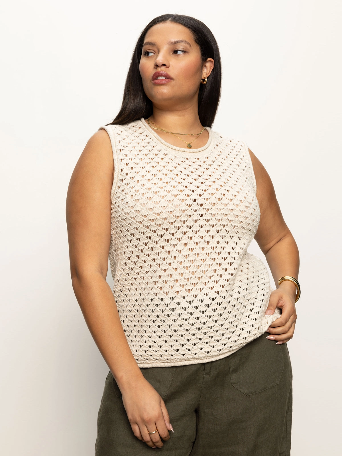 Crochet Shell Sweater Eco Natural Extended Sizing UltraFineMesh Odor Resistant