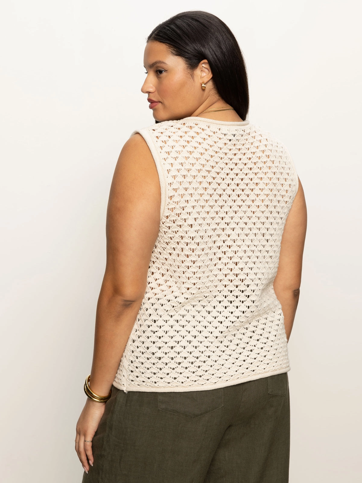 Crochet Shell Sweater Eco Natural Extended Sizing Active Tee