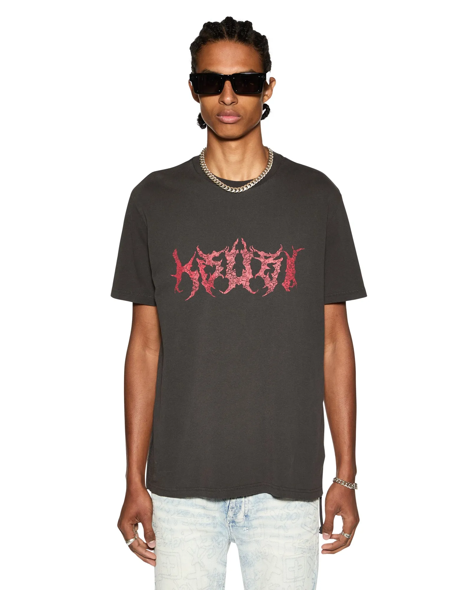 AntiSnagYarnProcessing BreathableBack Venting SABBATH KASH SS TEE FADED BLACK