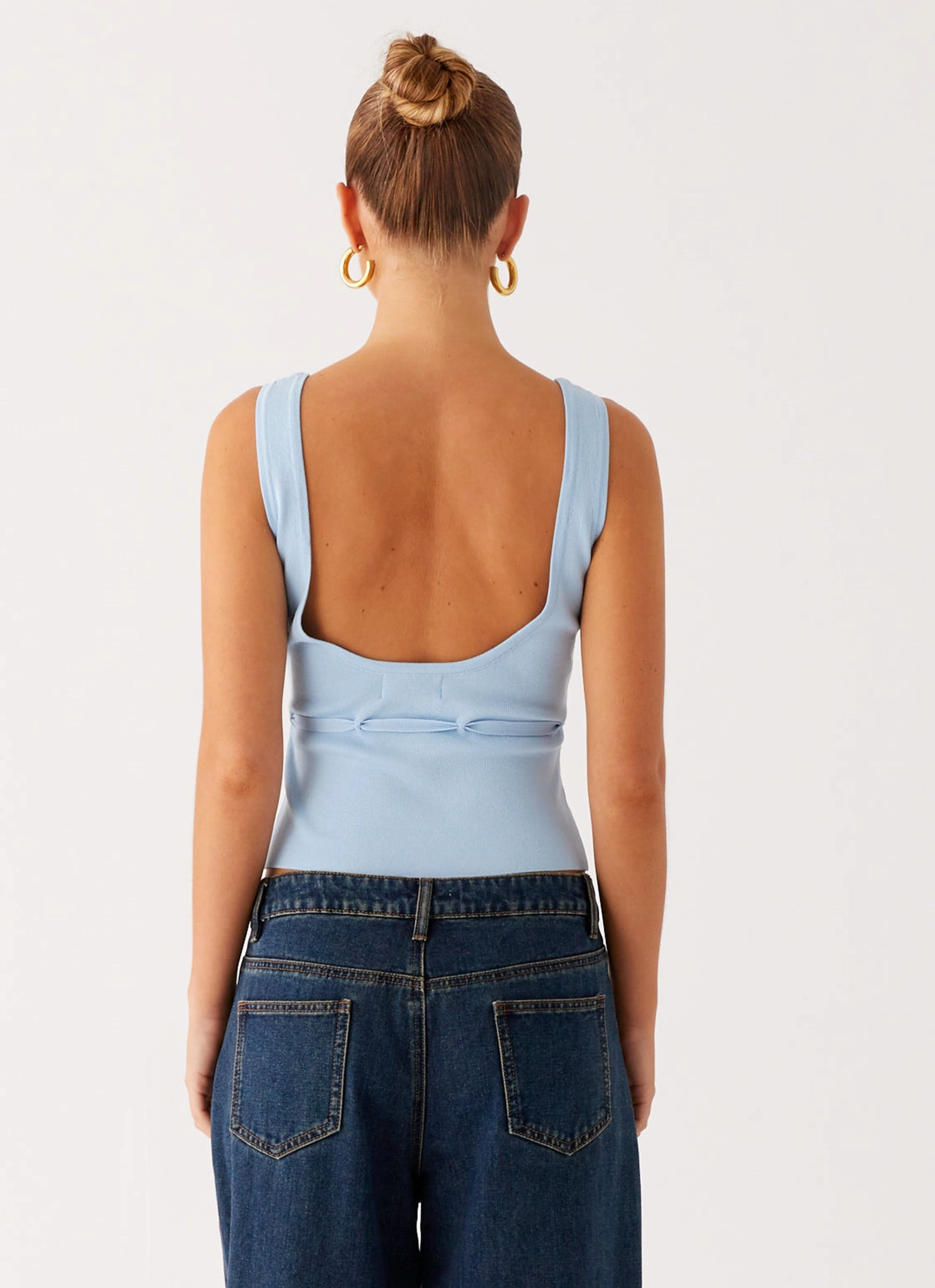 Low Profile Zipper Closure Macall Knit Tank - Blue