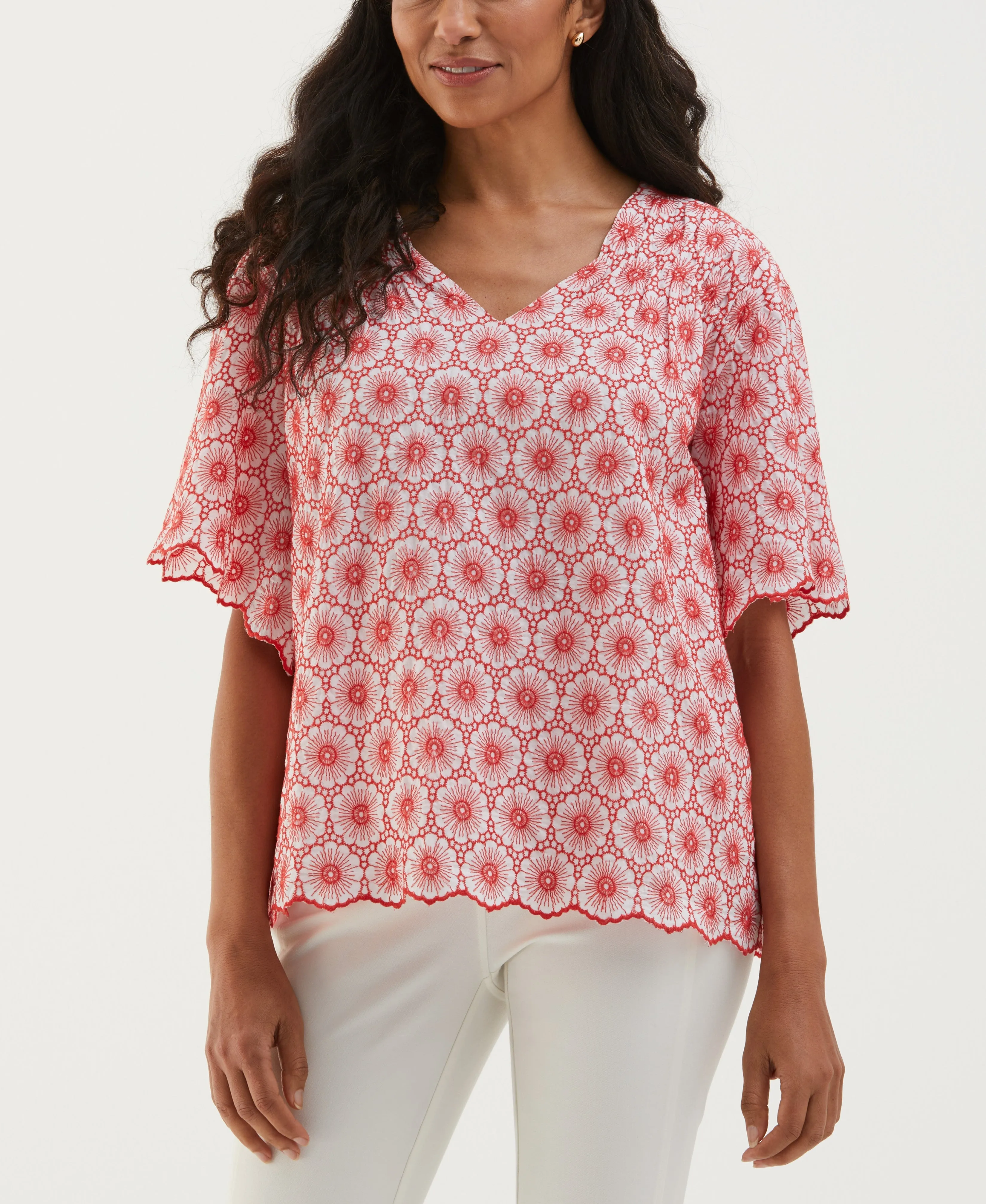 SubtleTexture Daisy Embroidered Blouse
