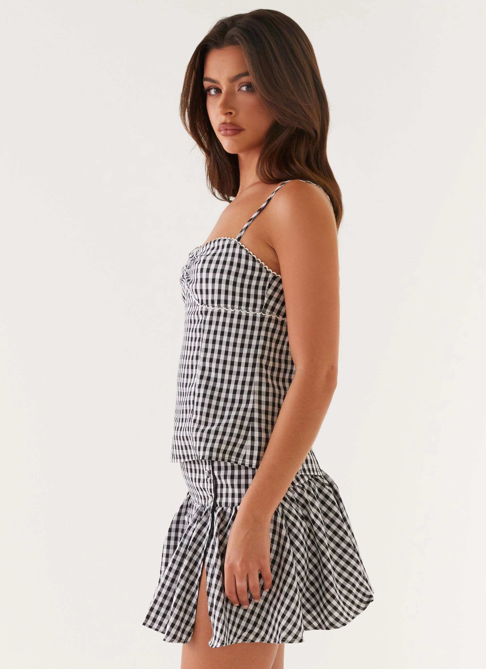 Bellamy Top - Black Gingham Recycled Fiber Blend