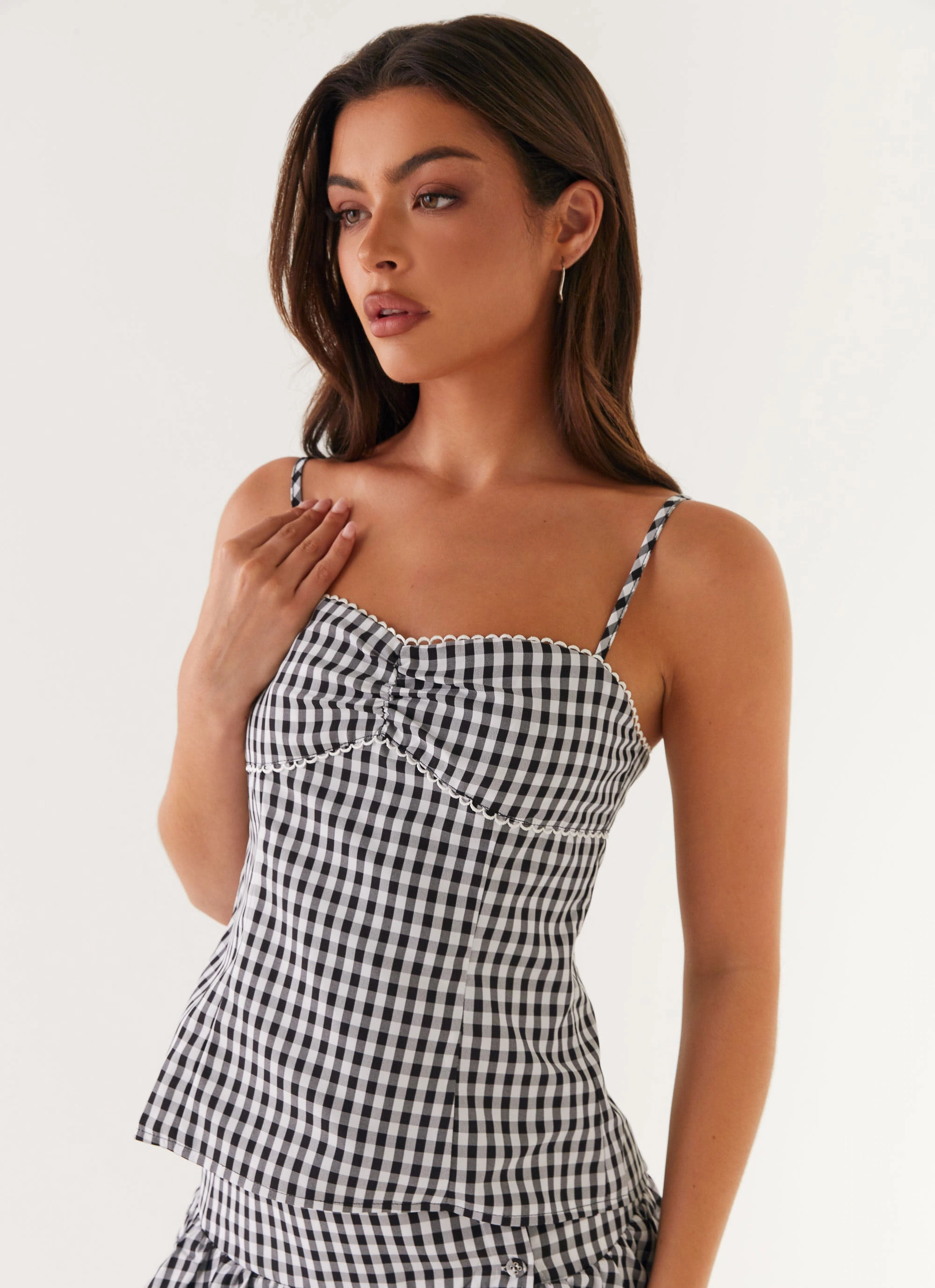 Bellamy Top - Black Gingham EcoFriendlyBlend RibbedTexture