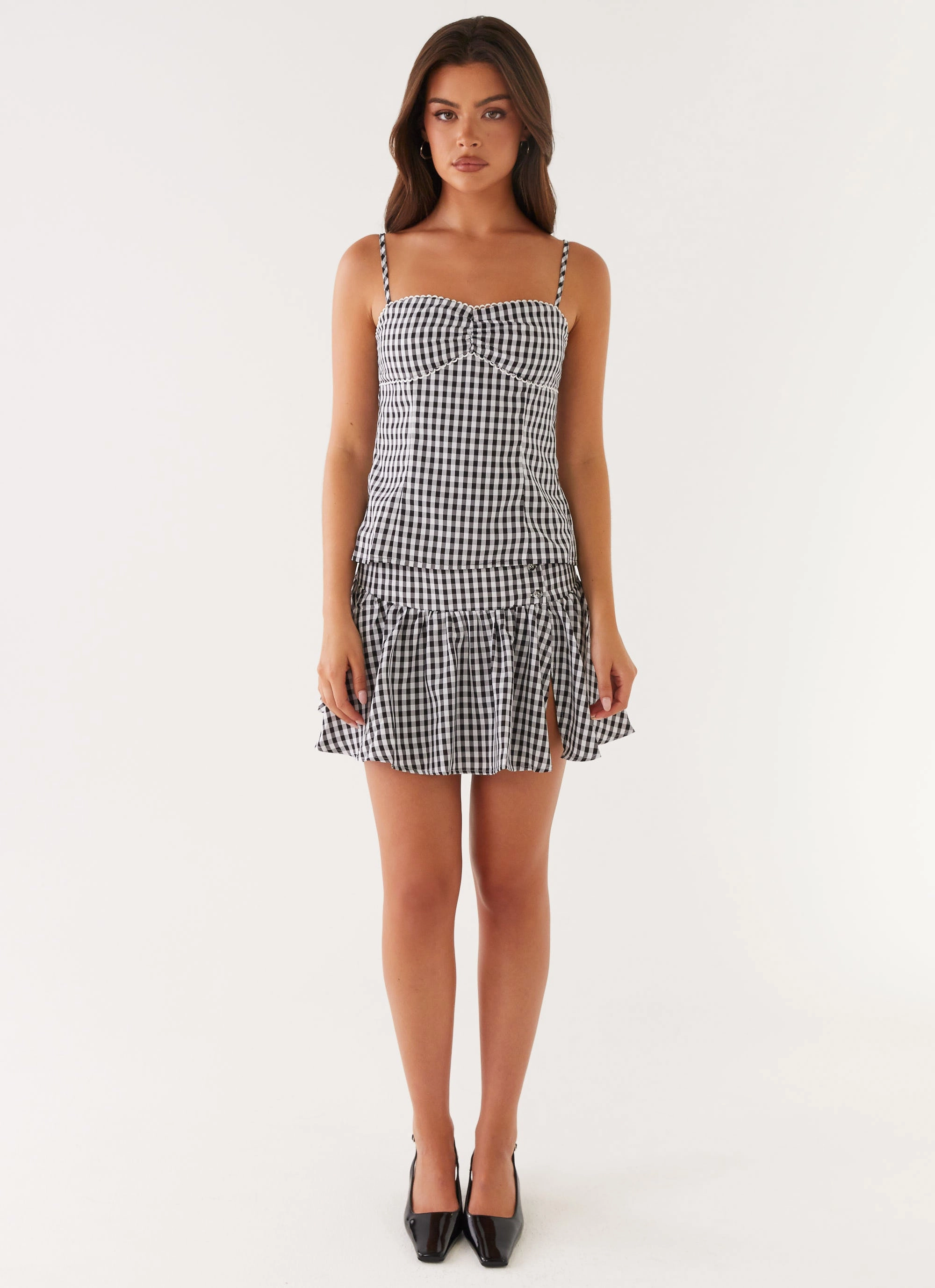 Tencel Lyocell Fiber Bellamy Top - Black Gingham