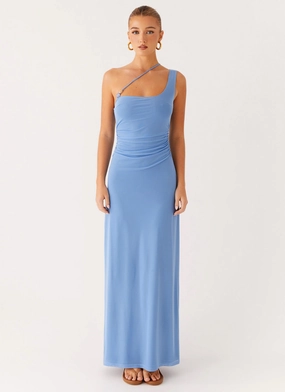 Professional Comfort Stretch Fabric Larisa Maxi Dress - Cornflower Blue