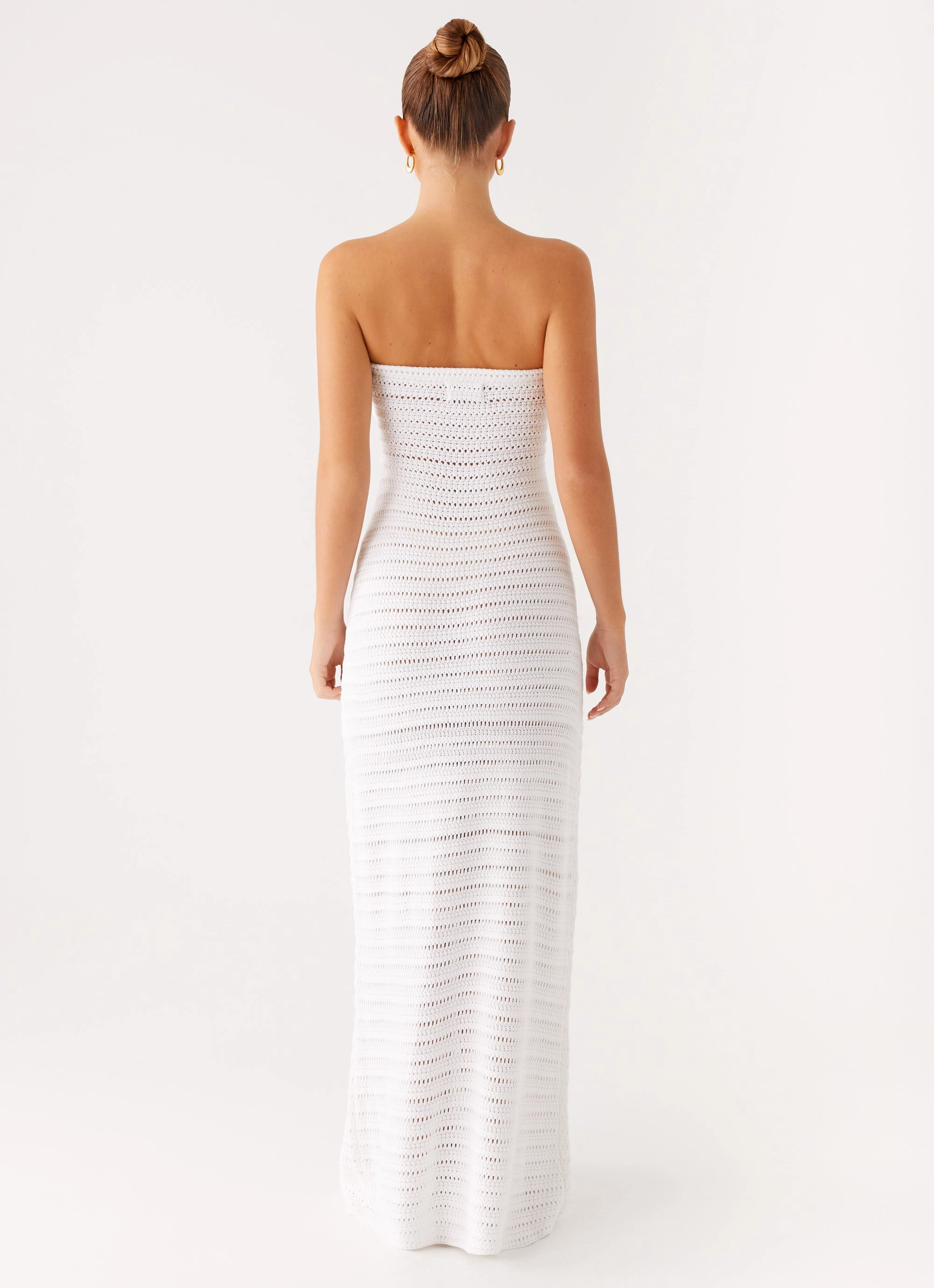 Diaz Crochet Maxi Dress - White Satin Layers