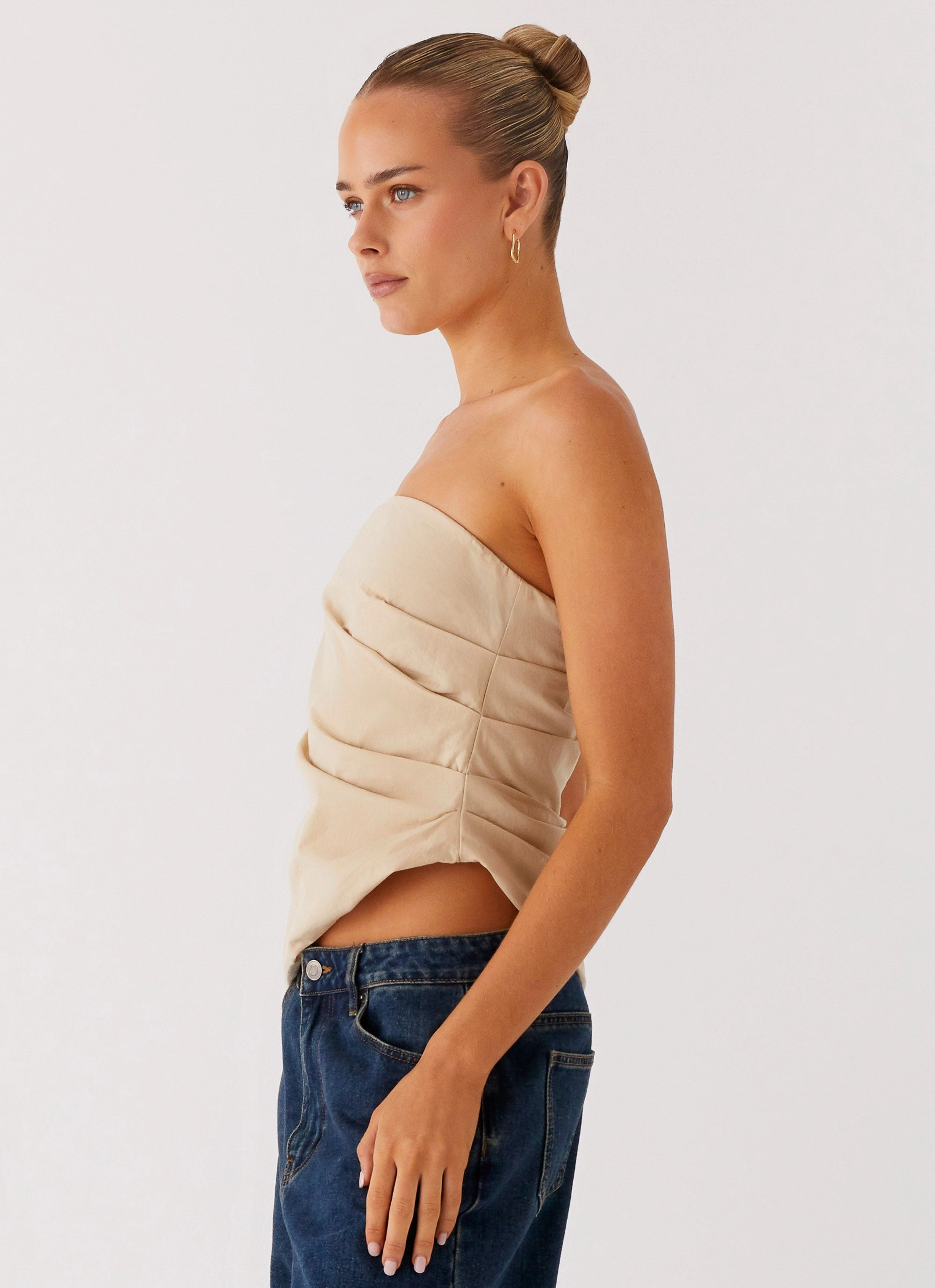 Briana Strapless Top - Tan Eco Friendly Dye TaglessCollar