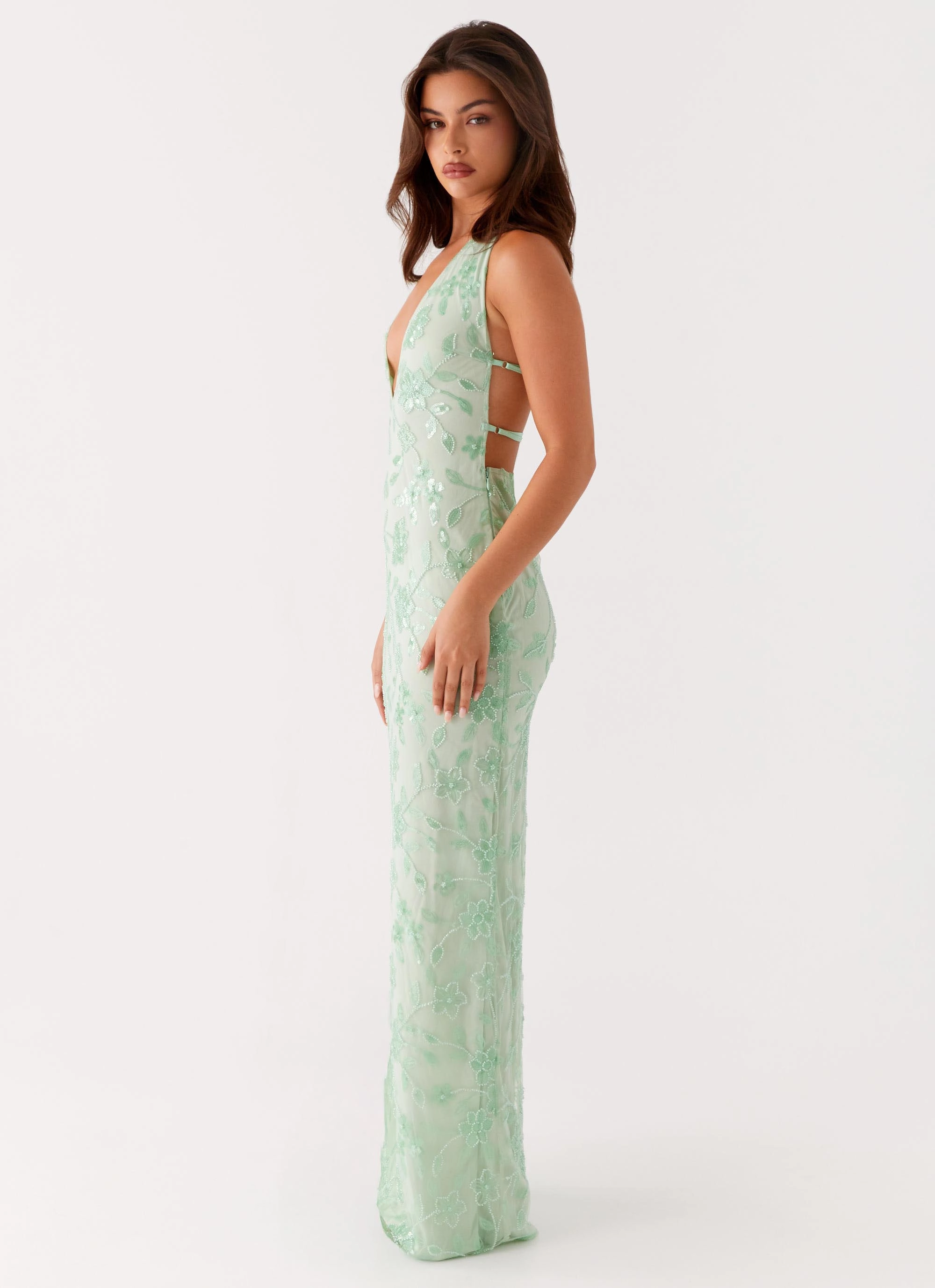 Cydney Beaded Maxi Dress - Sage Cozy Cut