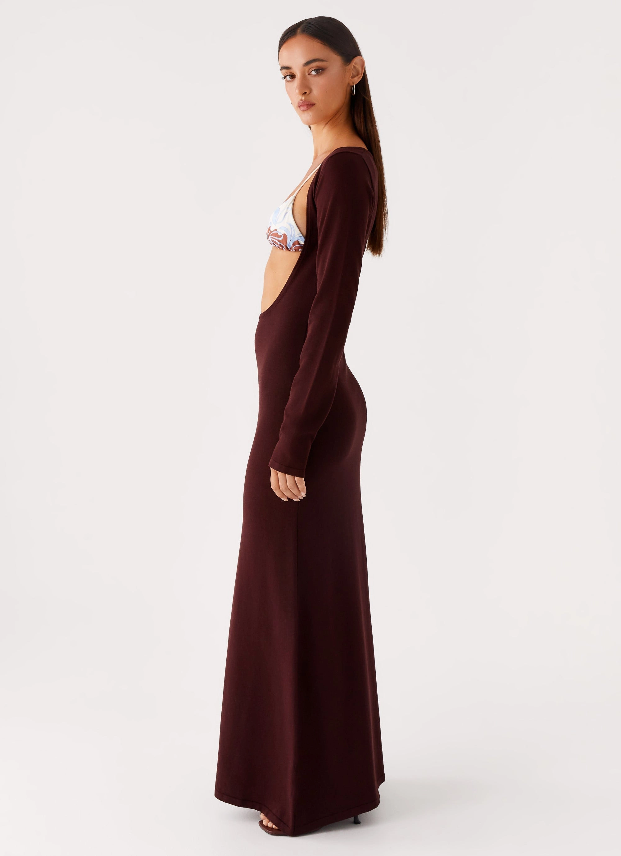 Standout Feature Adora Long Sleeve Knit Maxi Dress - Chocolate