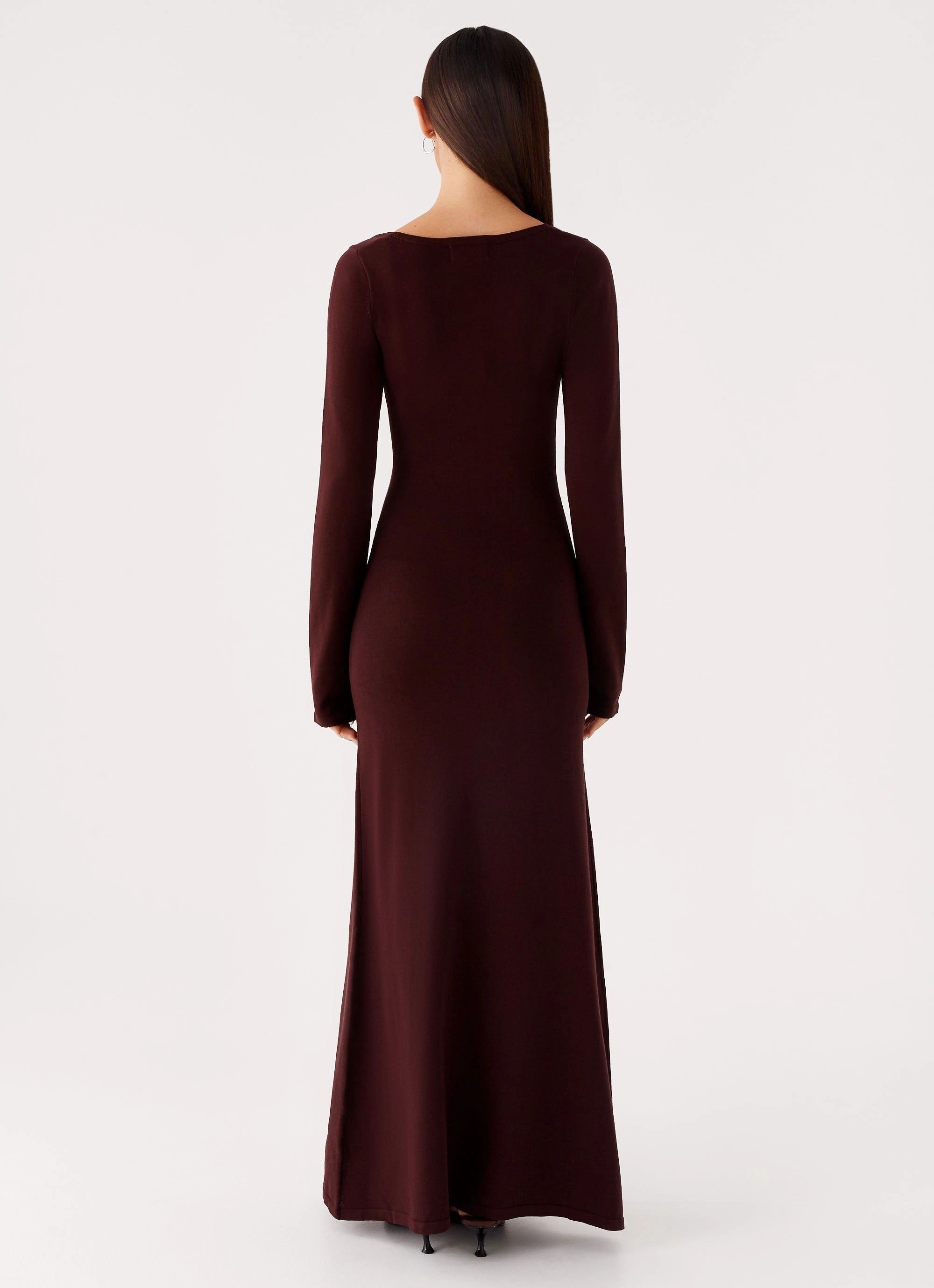 Adora Long Sleeve Knit Maxi Dress - Chocolate Minimalist Design