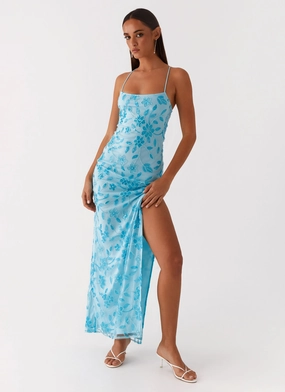 Bright Lights Beaded Maxi Dress - Blue Comfy Style