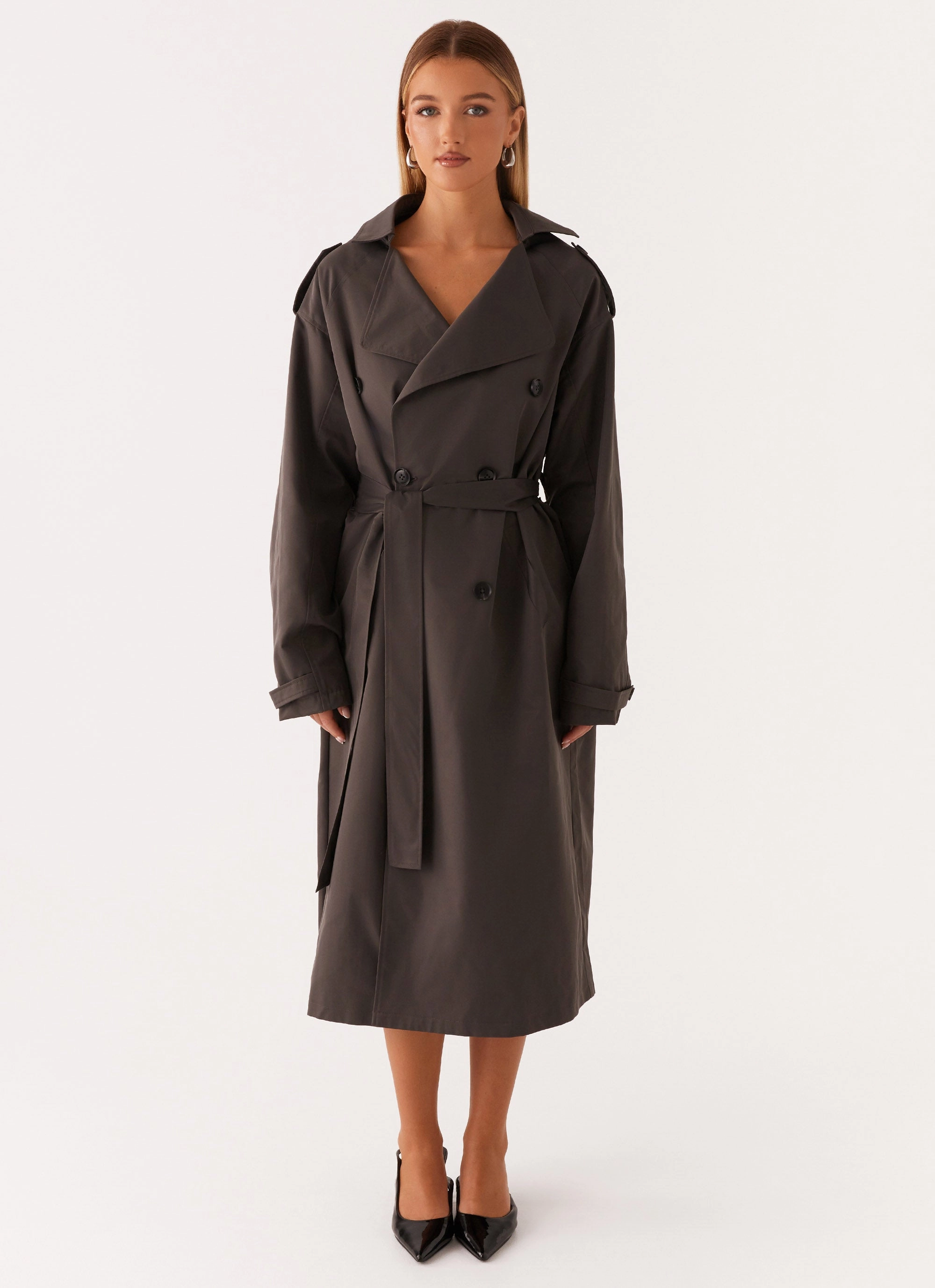 Eco Friendly Production Brighton Oversized Trench Coat - Grey