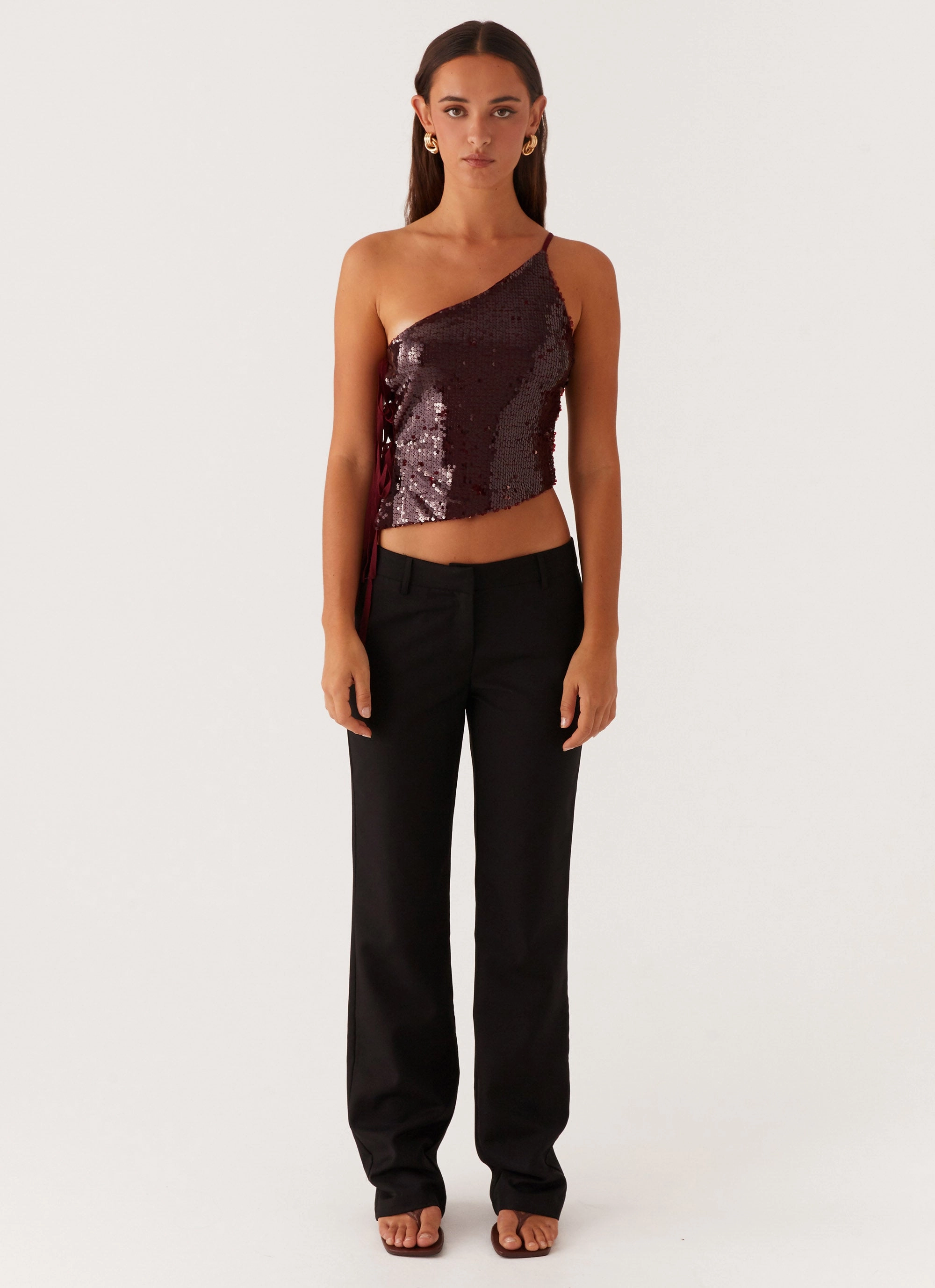 Britley Fitted Trouser - Black Anti Static Fabric Distressed finish