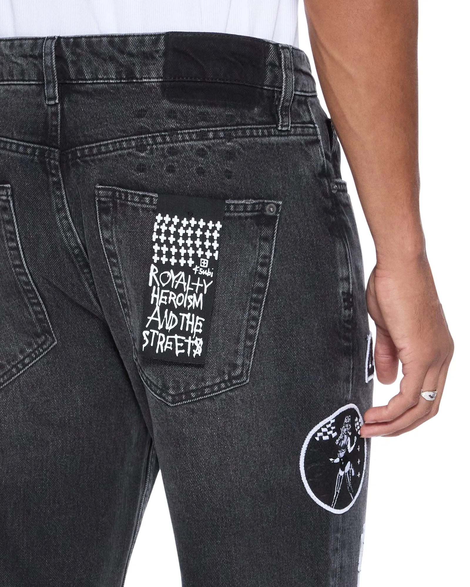 Picnic Style Modern Morning Stroll Music Event Office Wear BRONKO ROADHOUSE BLACK PATCHED