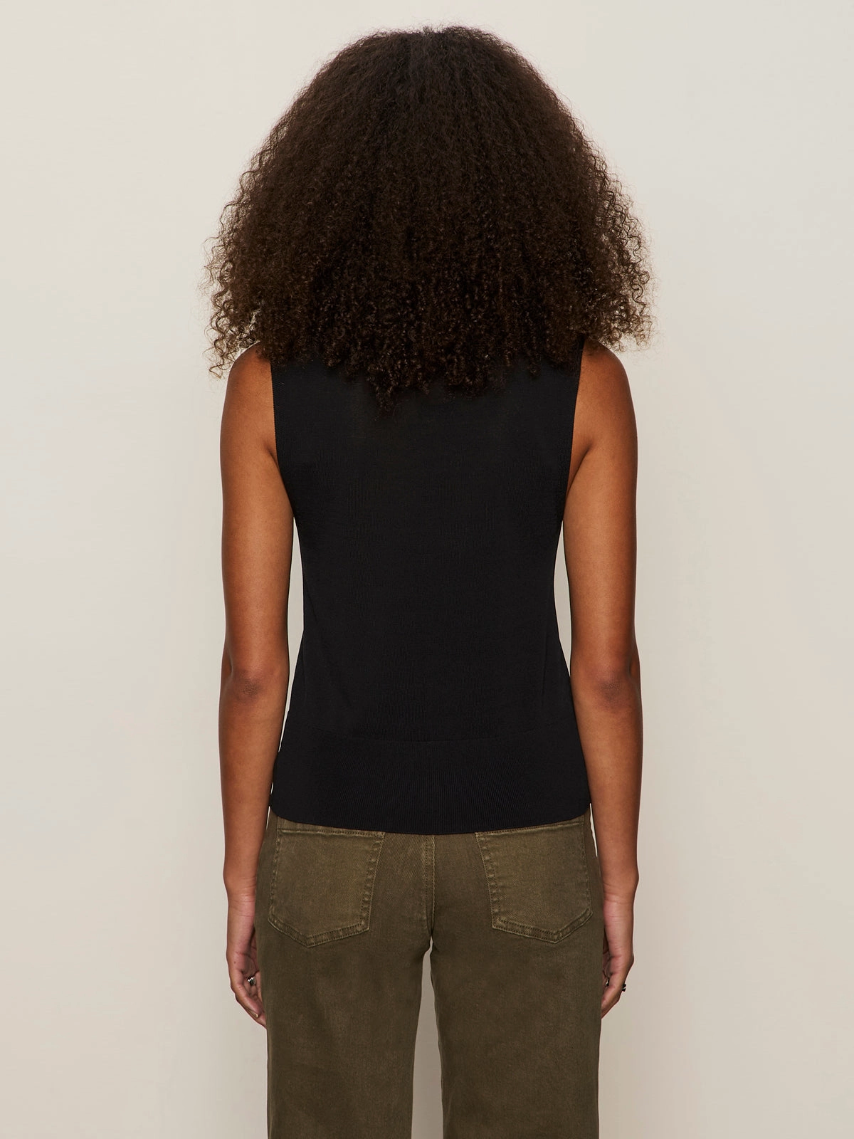 Long Sleeve Polo Knitted Button Front Top Black