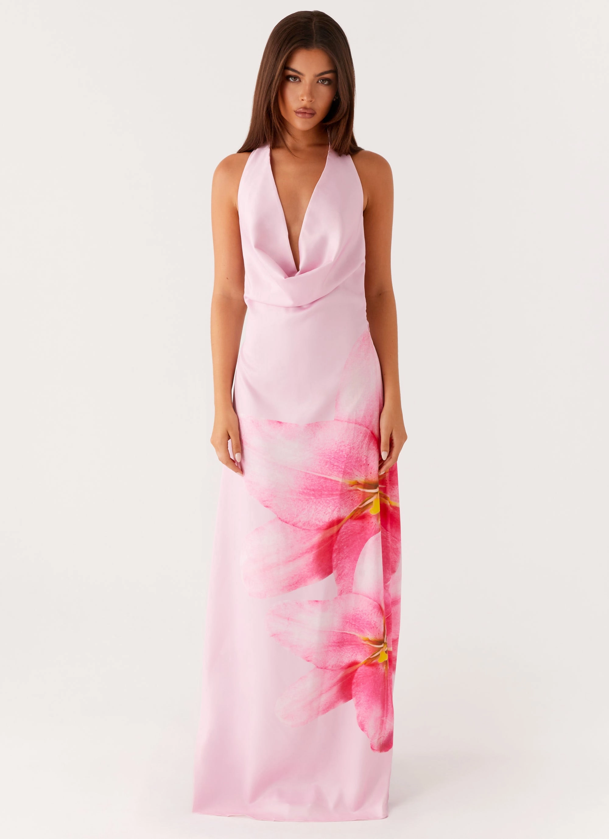Light Rhythm Sharp Design Bryony Cowl Maxi Dress - Pink