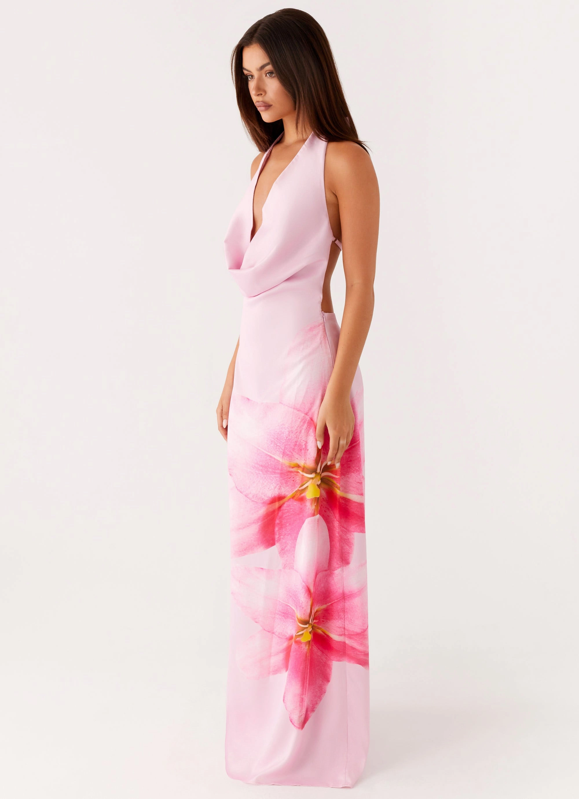 Breathable Fit Gentle Motion Bryony Cowl Maxi Dress - Pink