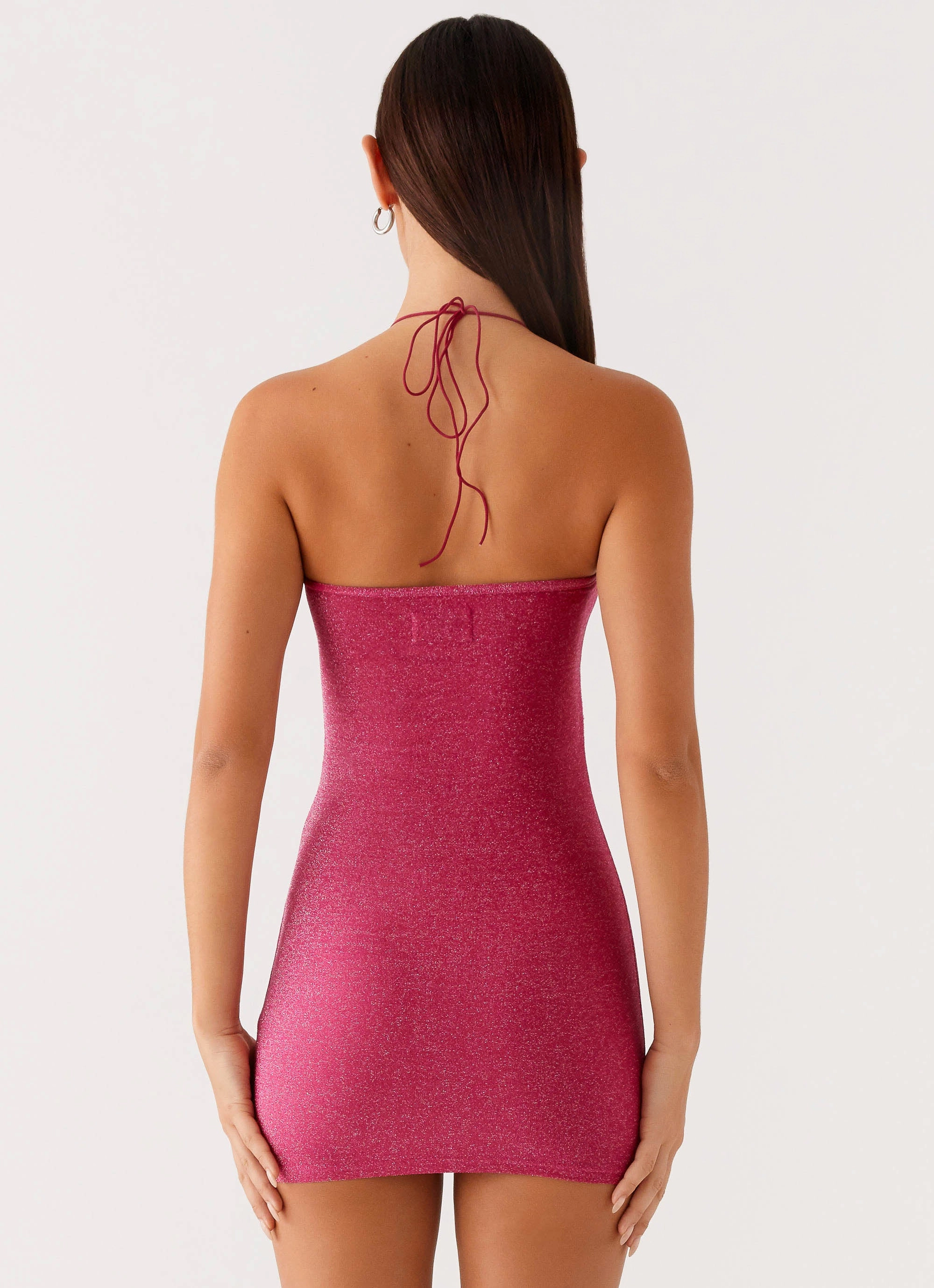Padded-Bust Wave Soft Jupiter Mini Dress - Raspberry