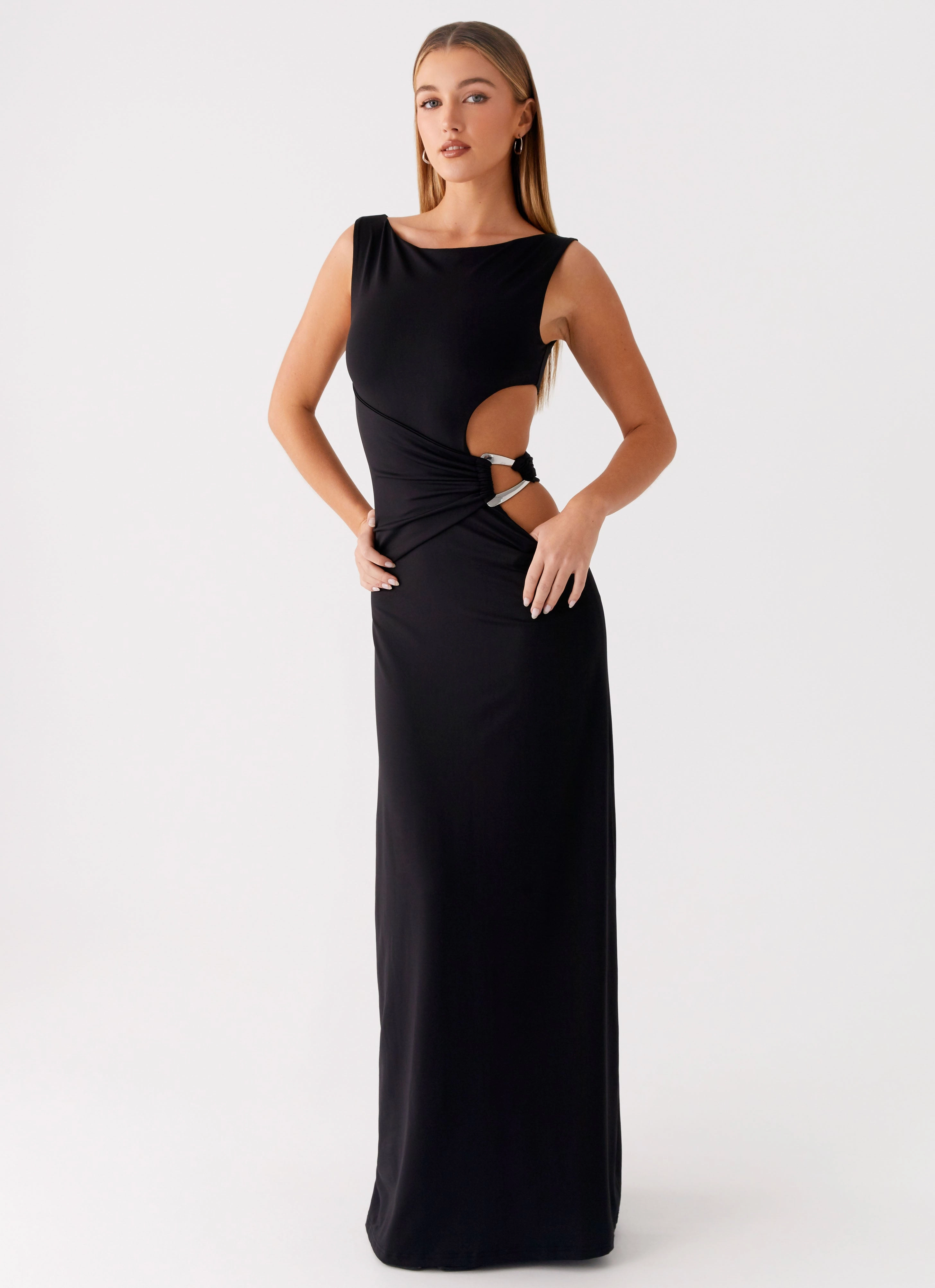 Jayana Maxi Dress - Black Vibrant Look Nordic Plain